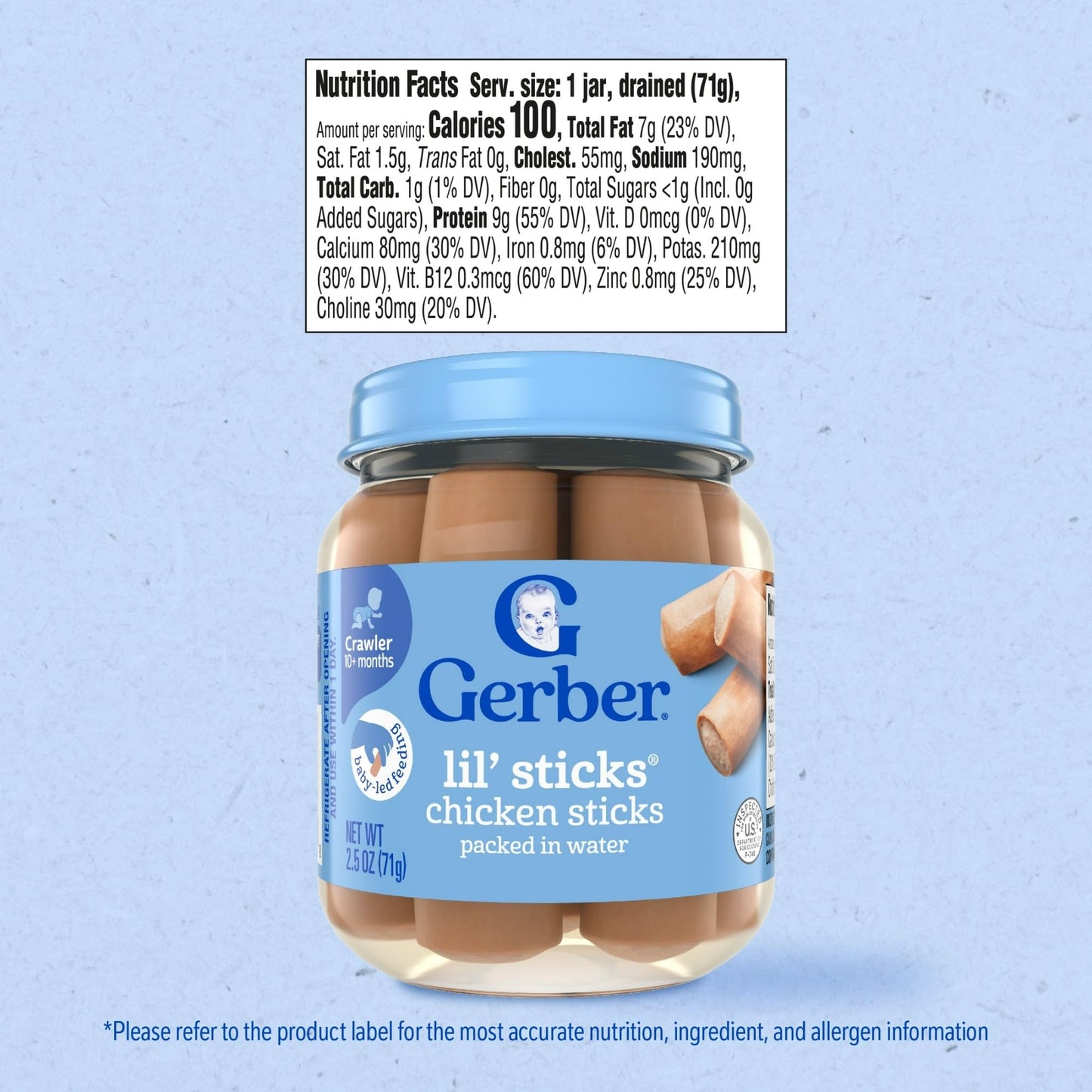 Gerber Mealtime For Baby Lil Sticks 2.5 Ounce Jar (5 Turkey Sticks, 5 Chicken Sticks) Variety Pack