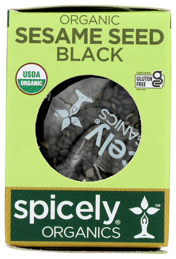 Spicely Organic Sesame Seeds Black Whole 0.45 Ounce Ecobox Certified Gluten Free