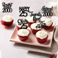 24Pcs Black Happy 25Th Birthday Cupcake Toppers Twenty Five Straight Outta 2000 Cupcake Picks Cheers To 25 Lengend Since 2000 Ca