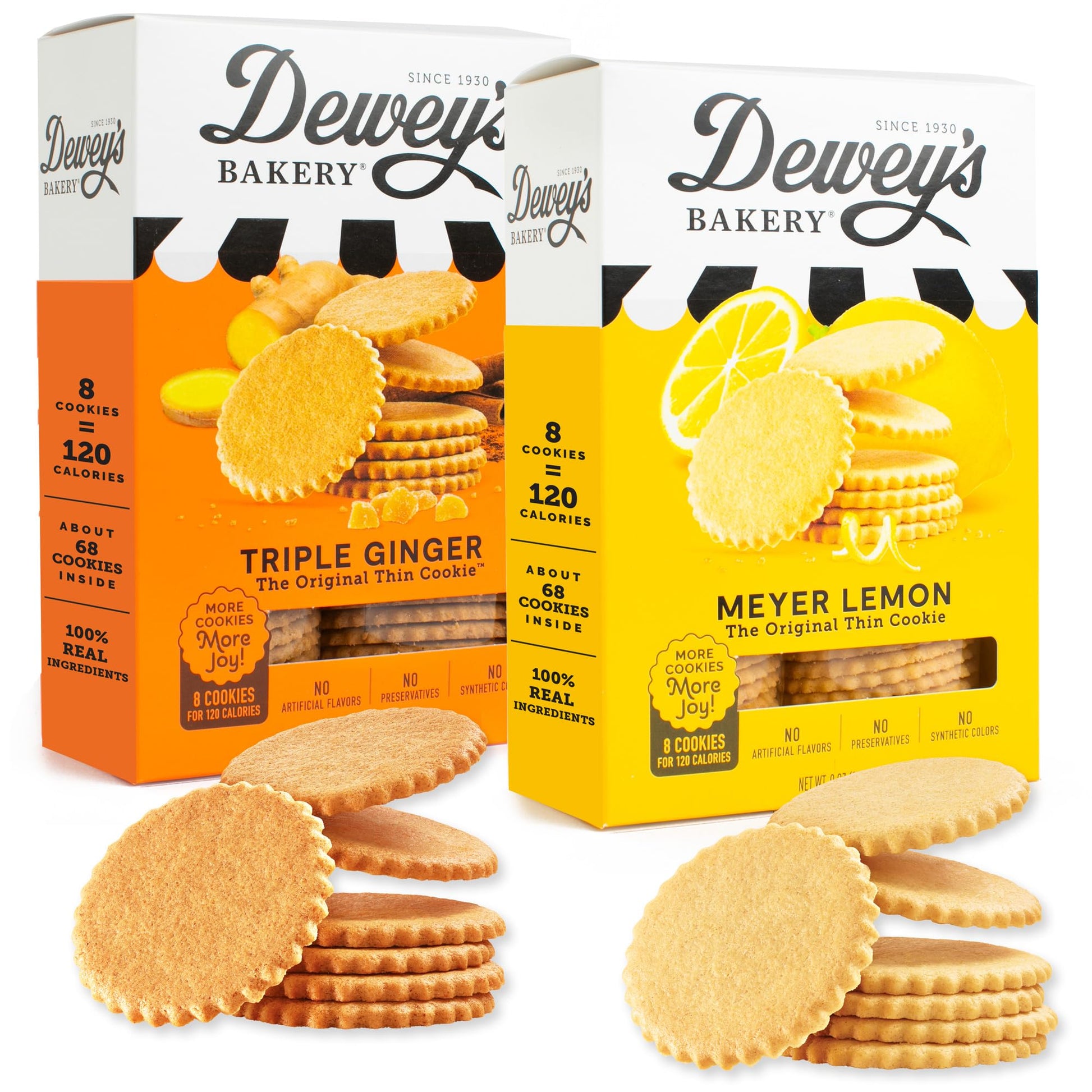 Dewey'S Bakery Meyer Lemon & Triple Ginger Moravian Style Thin Cookies Duo Pack | No Artificial Flavors, Synthetic Colors Or Pre
