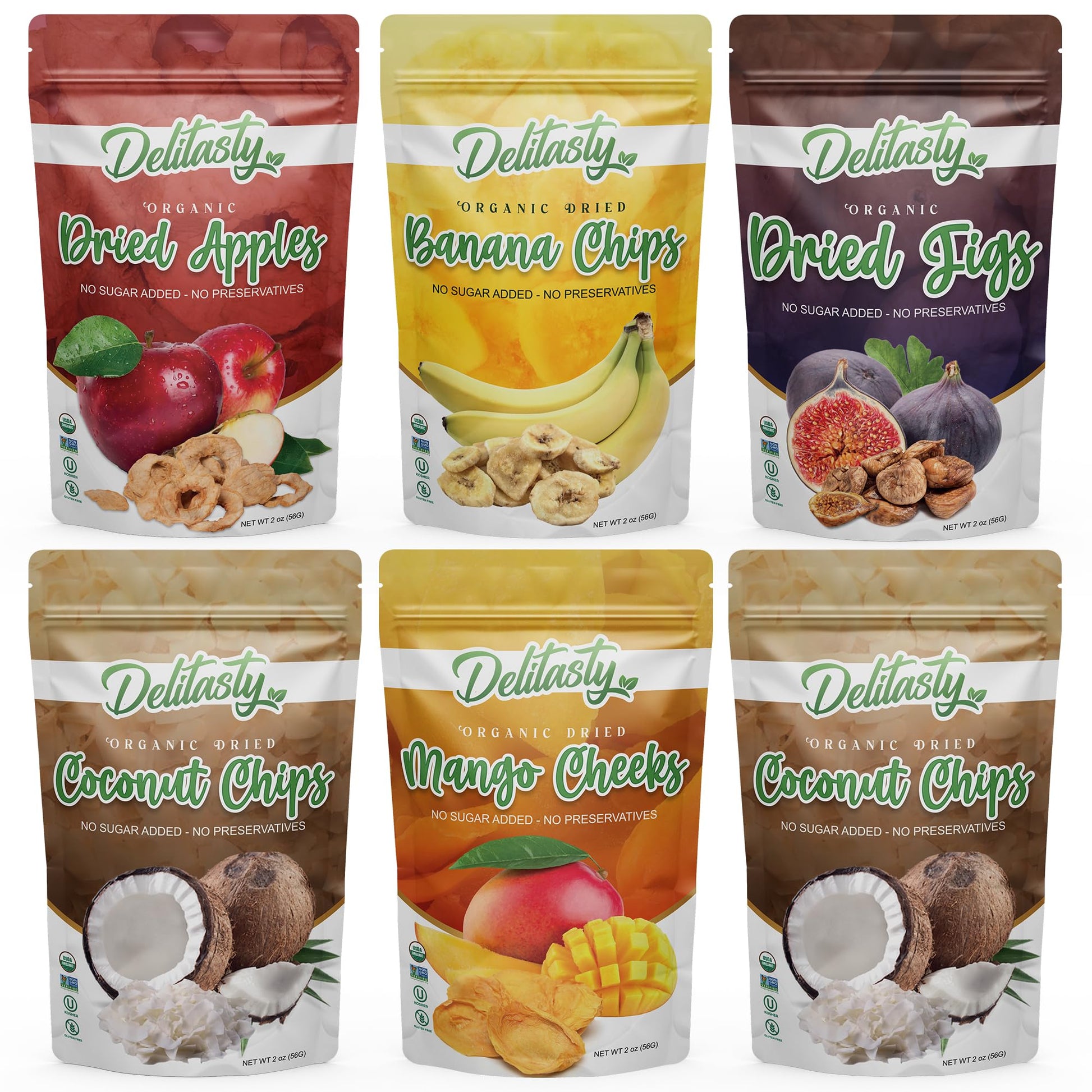 Dried Fruit Mix no Sugar Added- Organic Dried Fruit Mix- Dried Fruit Unsweetened- Mixed Dried Fruit Snack- 6 pack 2oz each