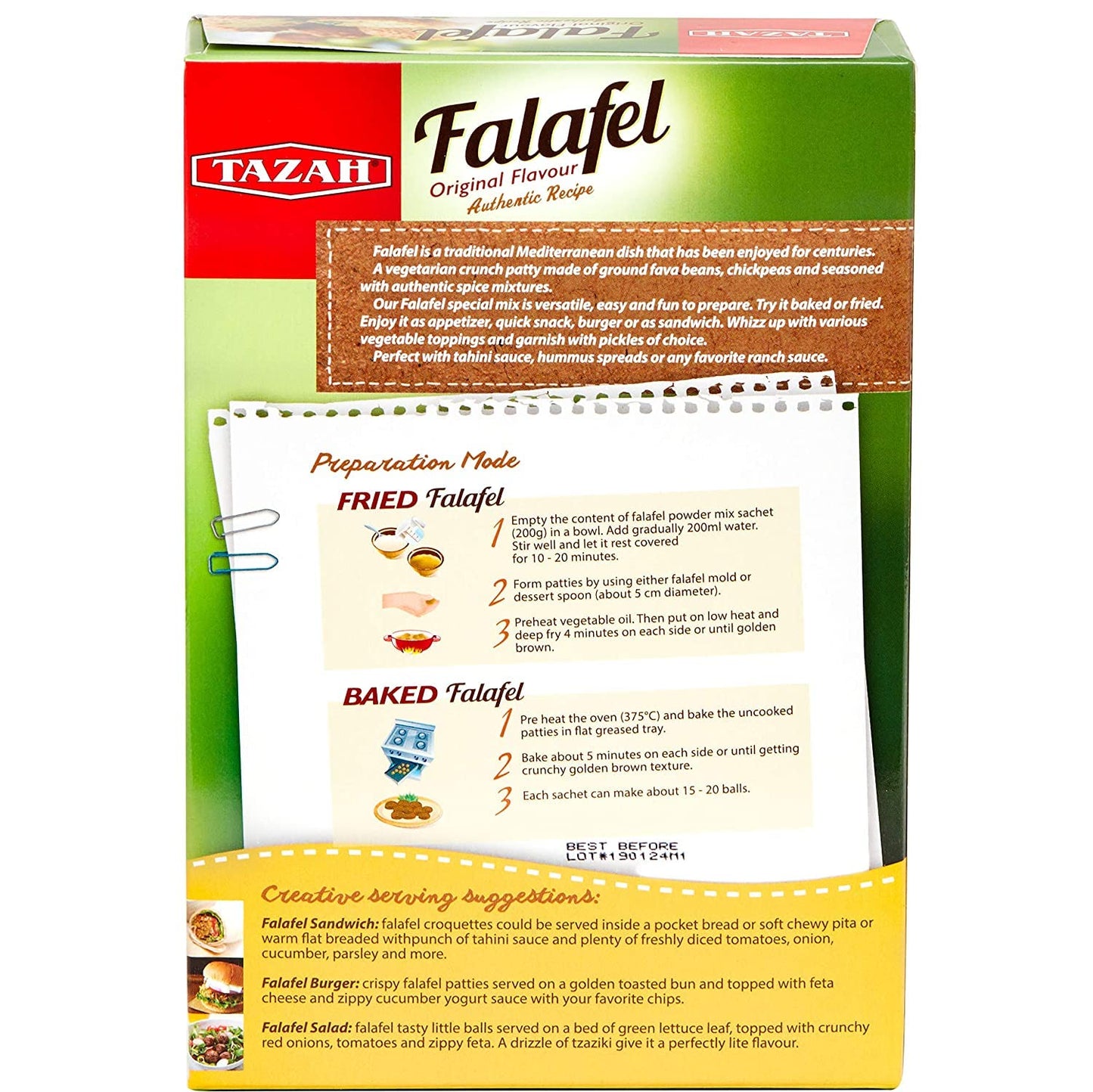 Tazah Falafel Mix 7Oz (200G) Delicious Vegetarian Crunch Patties Powder Mix Lebanese Recipe
