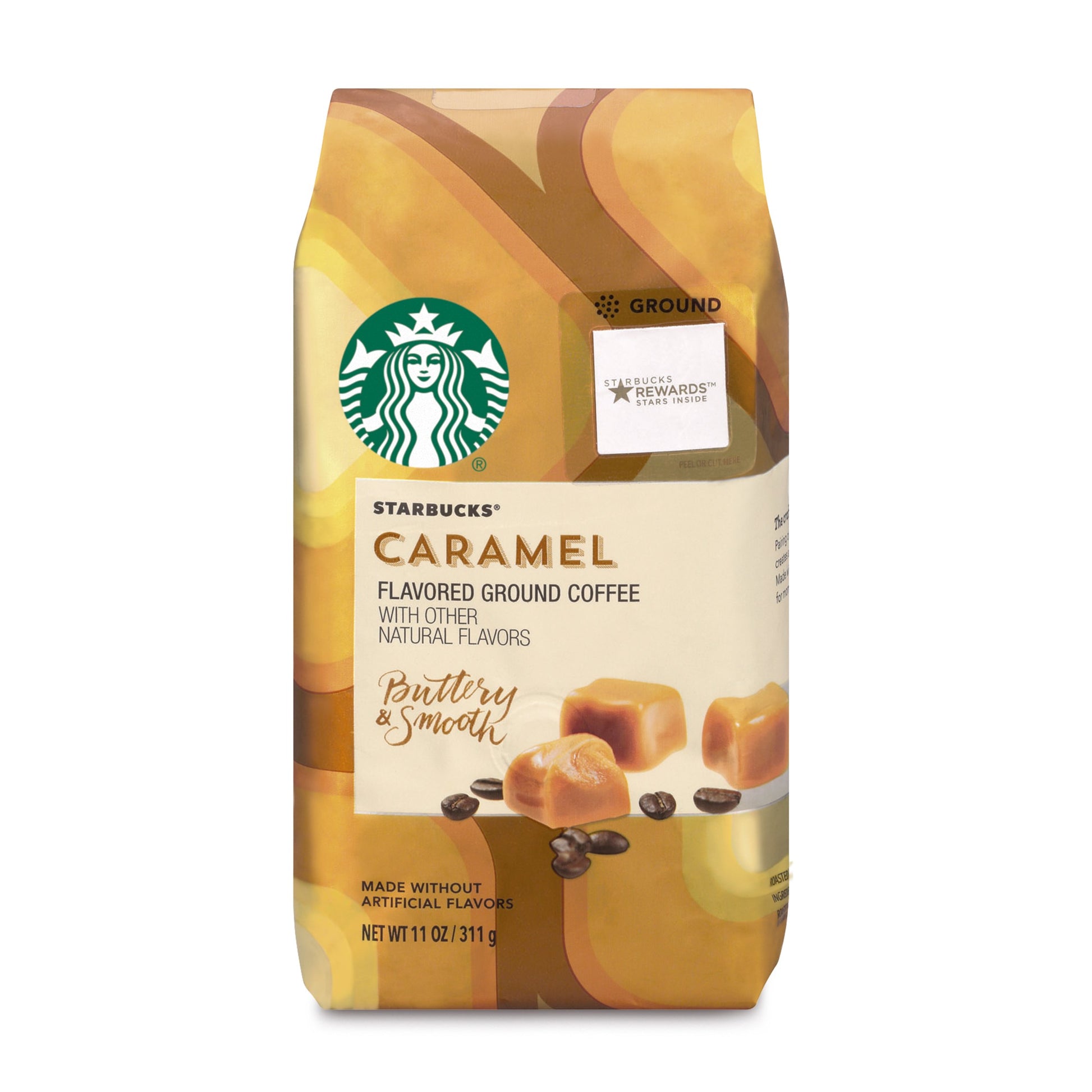 Starbucks Caramel Flavored Medium Roast Ground Coffee  11-Ounce Bag