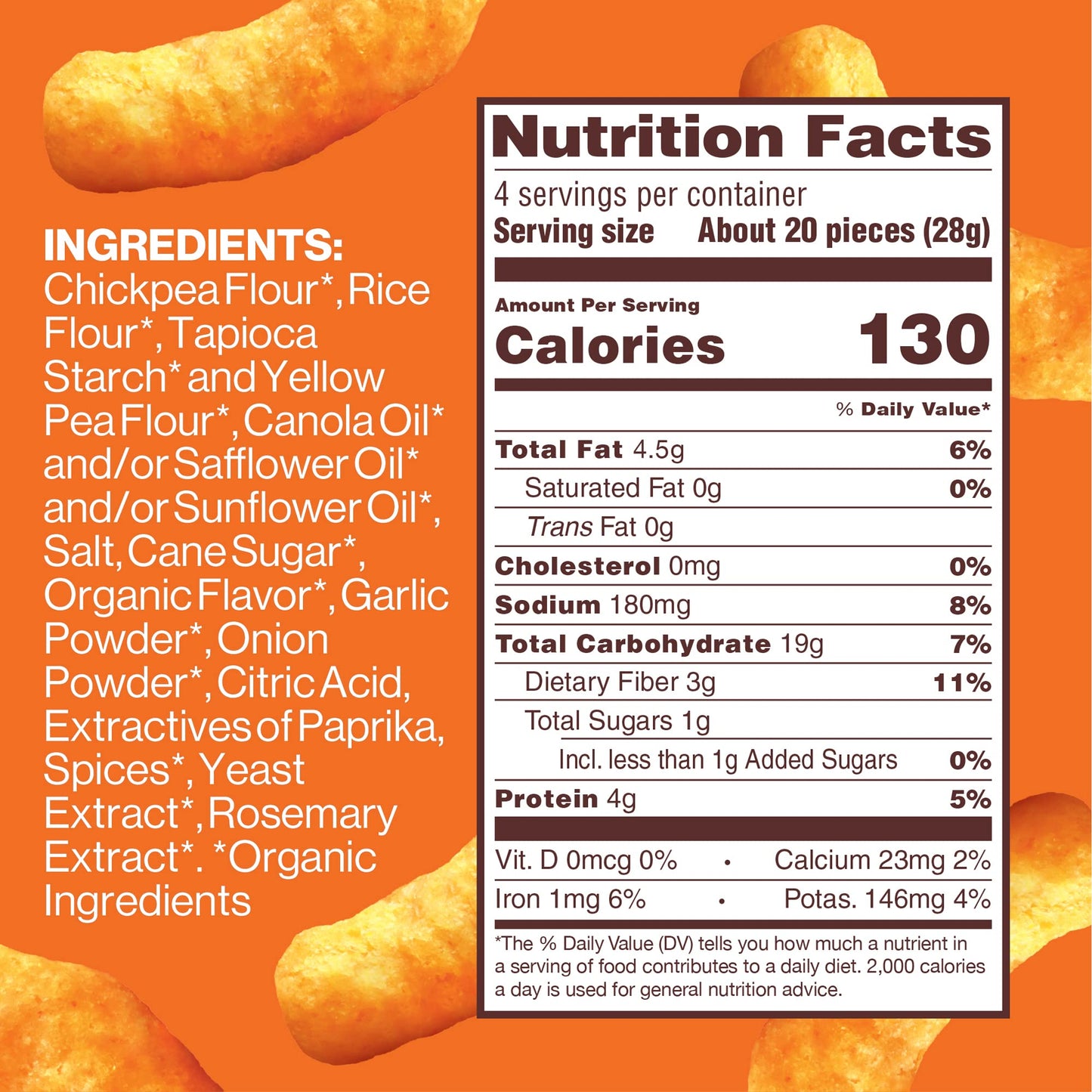 Hippeas Chickpea Puffs, Nacho Vibes, Vegan, Gluten-Free, 4g Protein, 4 Ounce