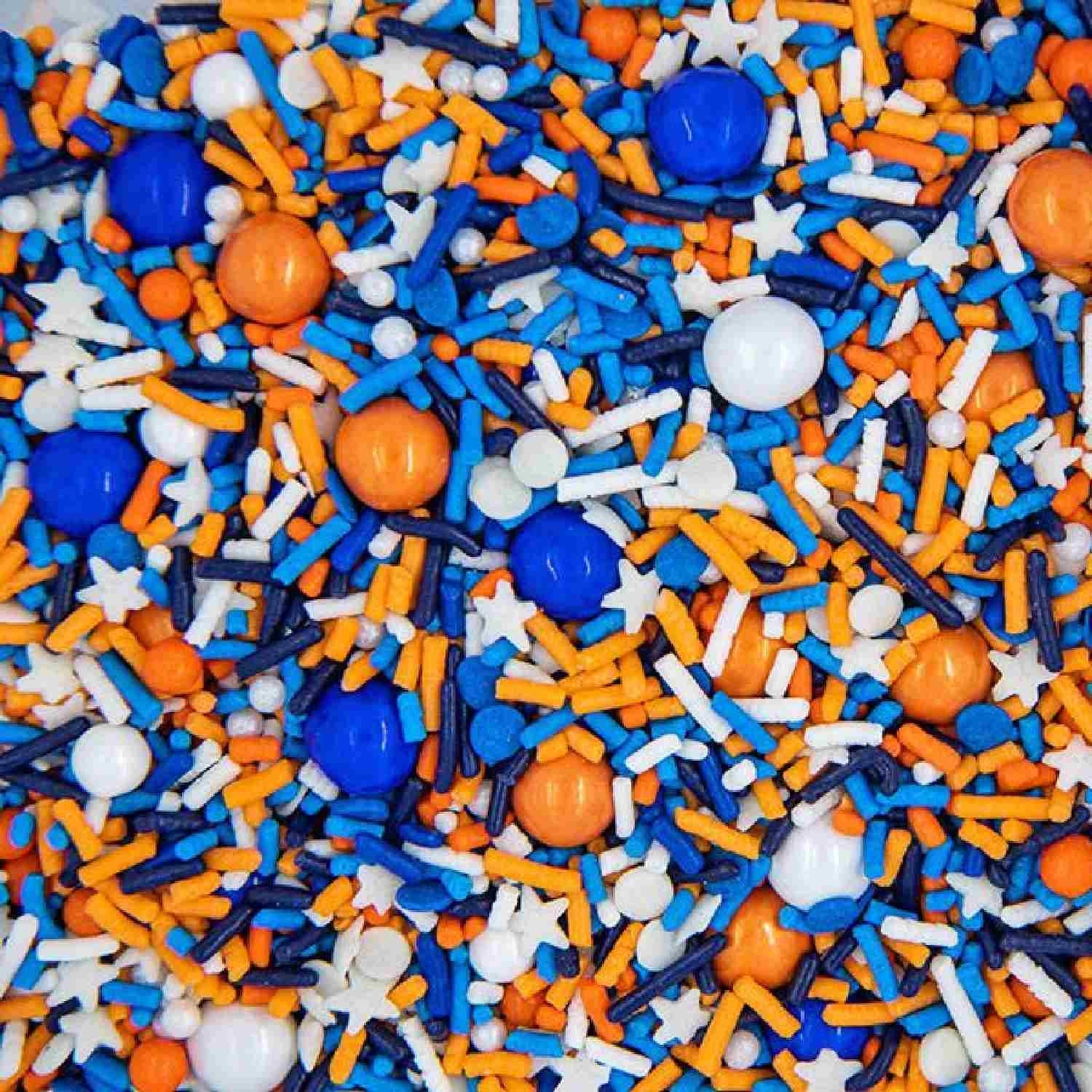 Sweets & Treats Boutique Edible Cake Sprinkles, 4 Ounce, Fancy Orange & Blue for Cake Decorating