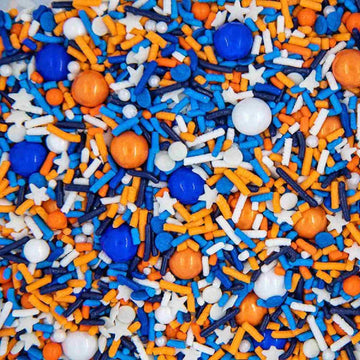Sweets & Treats Boutique Edible Cake Sprinkles, 4 Ounce, Fancy Orange & Blue for Cake Decorating