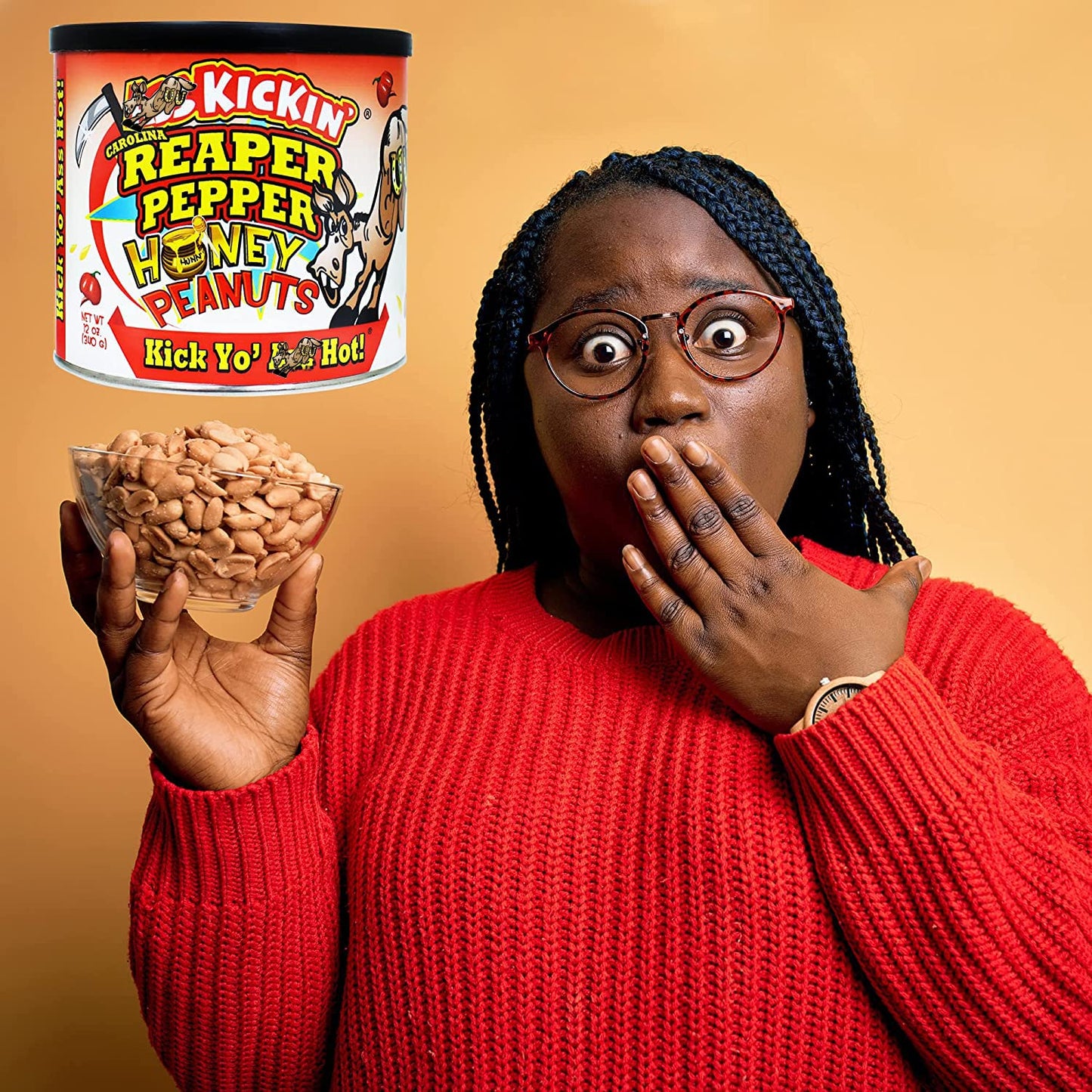 ASS KICKIN Spicy Hot Peanuts - Carolina Reaper Flavor - 12oz - Gourmet Snack - Pack of 1