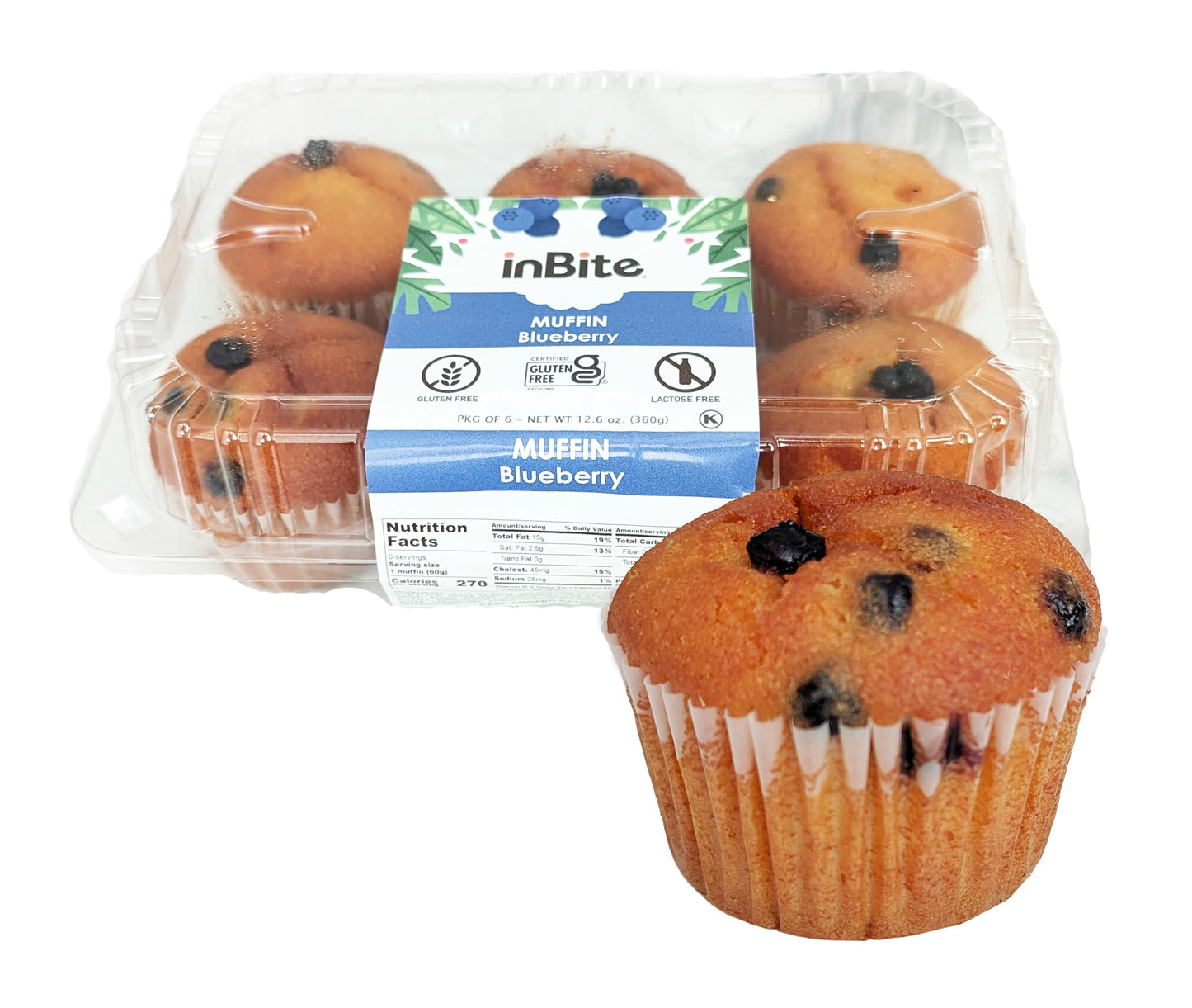 Inbite Exquisite Gluten-Free Muffins | 6 Count - Quick & Easy Microwaveable Delight | Gluten-Free | Lactose-Free - Kosher Pareve (1 Pack  Blueberry)