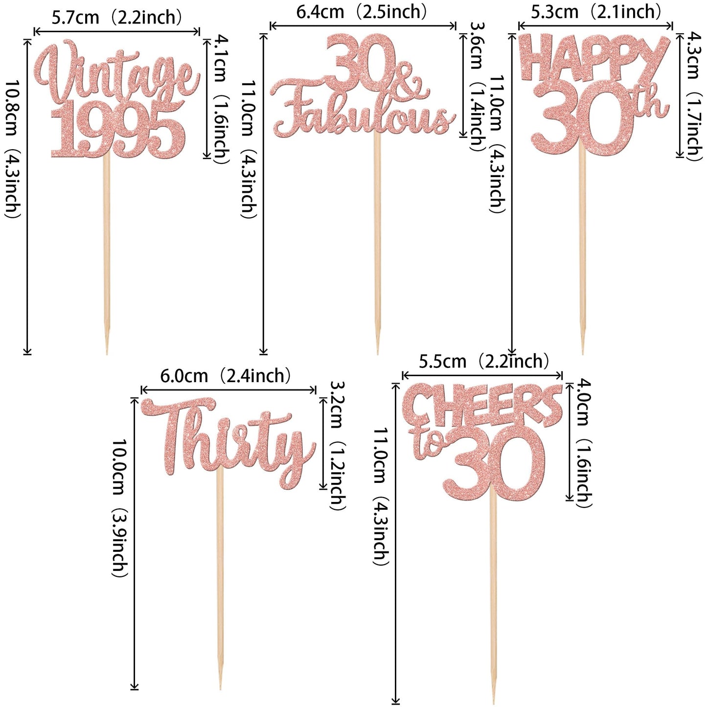 30Pcs Vintage 1993 Cupcake Toppers Glitter Thirty 30 Fabulous Happy 30Th Birthday Cupcake Picks Cheers To 30 Years For 30Th Birt