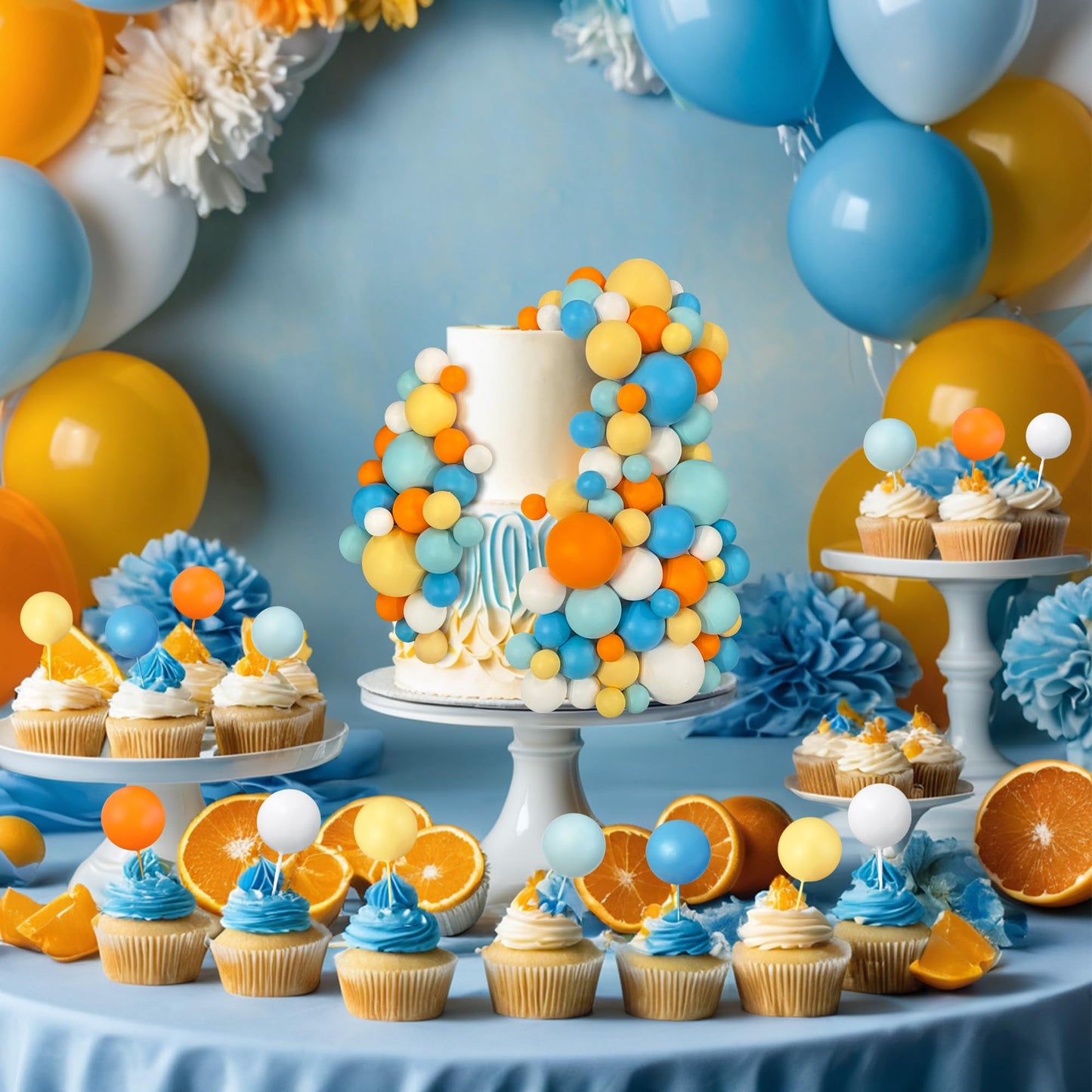 113 Pcs 5 Size Ball Cake Picks Colorful Ball Shaped Cake Topper Pearl Balls Cupcake Cake Insert Topper For Birthday Party Weddin