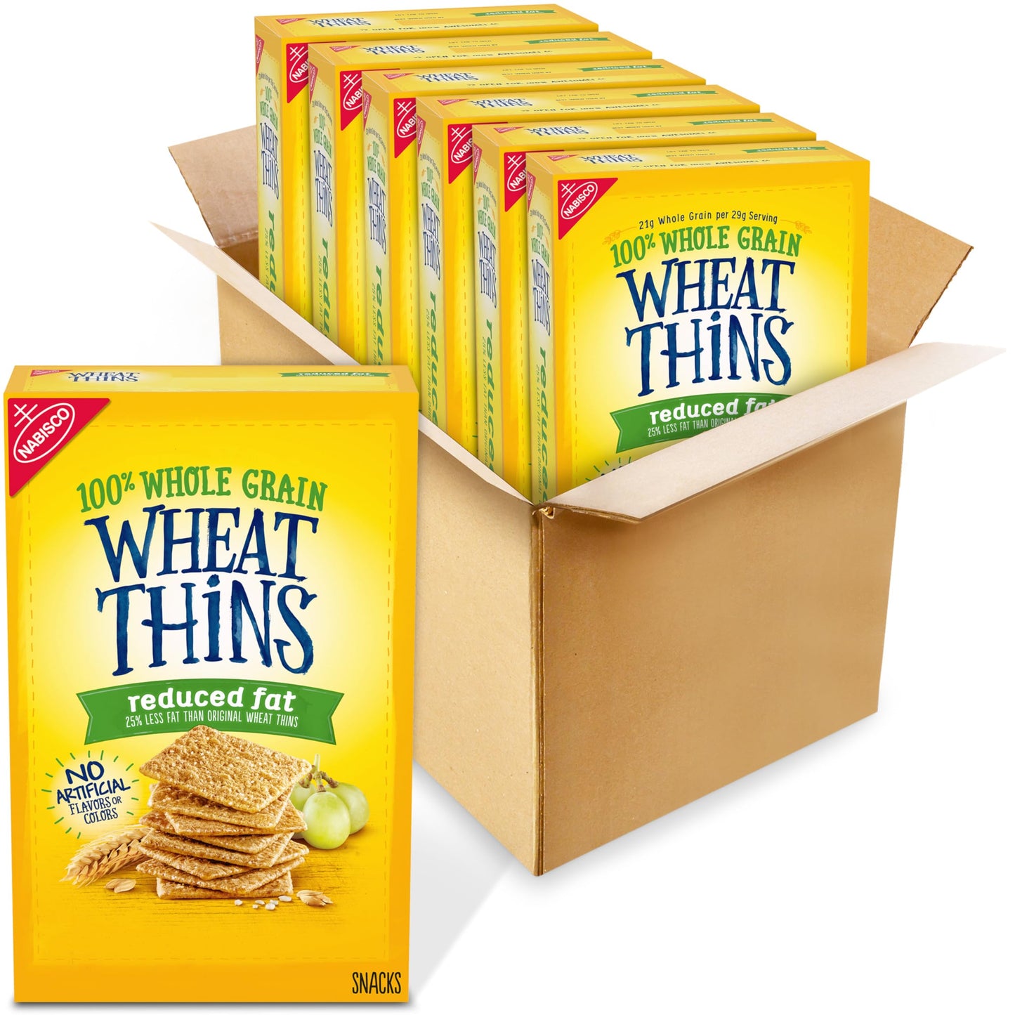 Wheat Thins Reduced Fat Snacks, Whole Grain Wheat Crackers, Bulk Snack Crackers, 6 - 8.oz Boxes