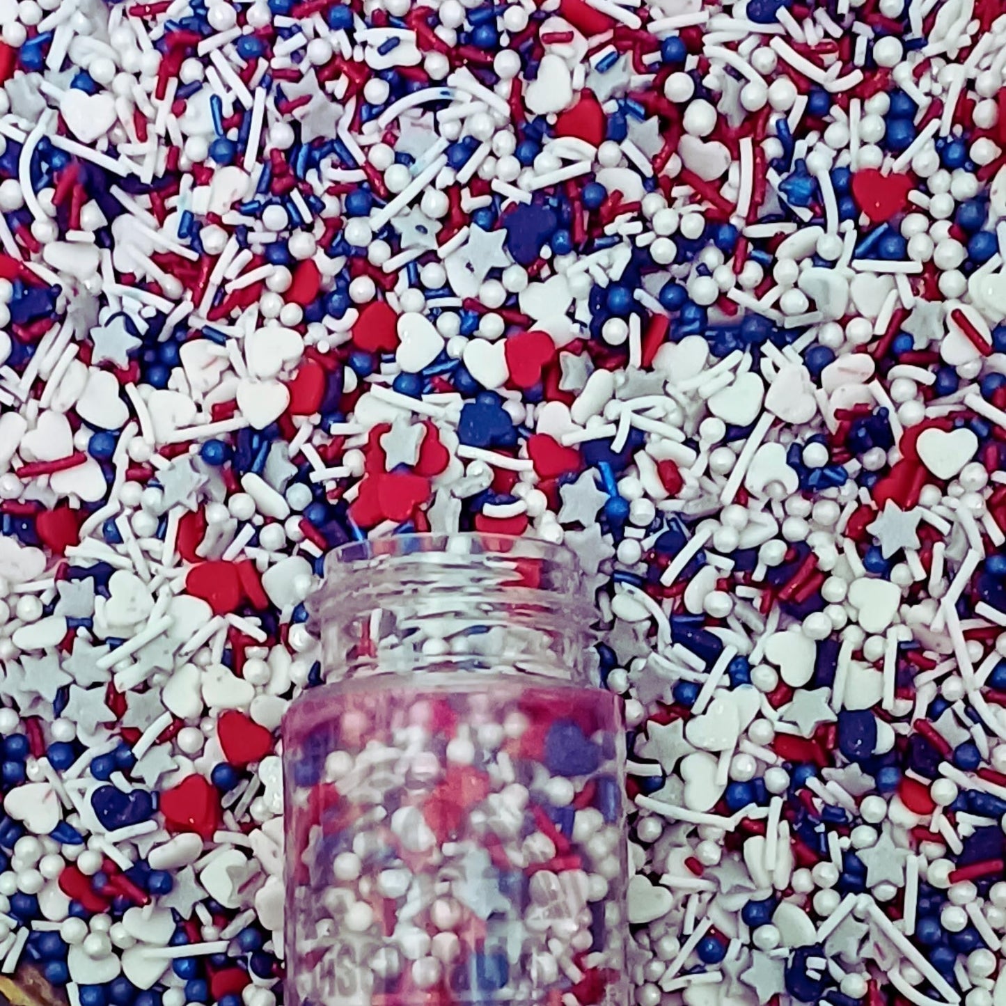 Confect Edible Dessert Sprinkles - Red, White & Navy Blue - Vegan, Gluten-Free - 4.2 Oz