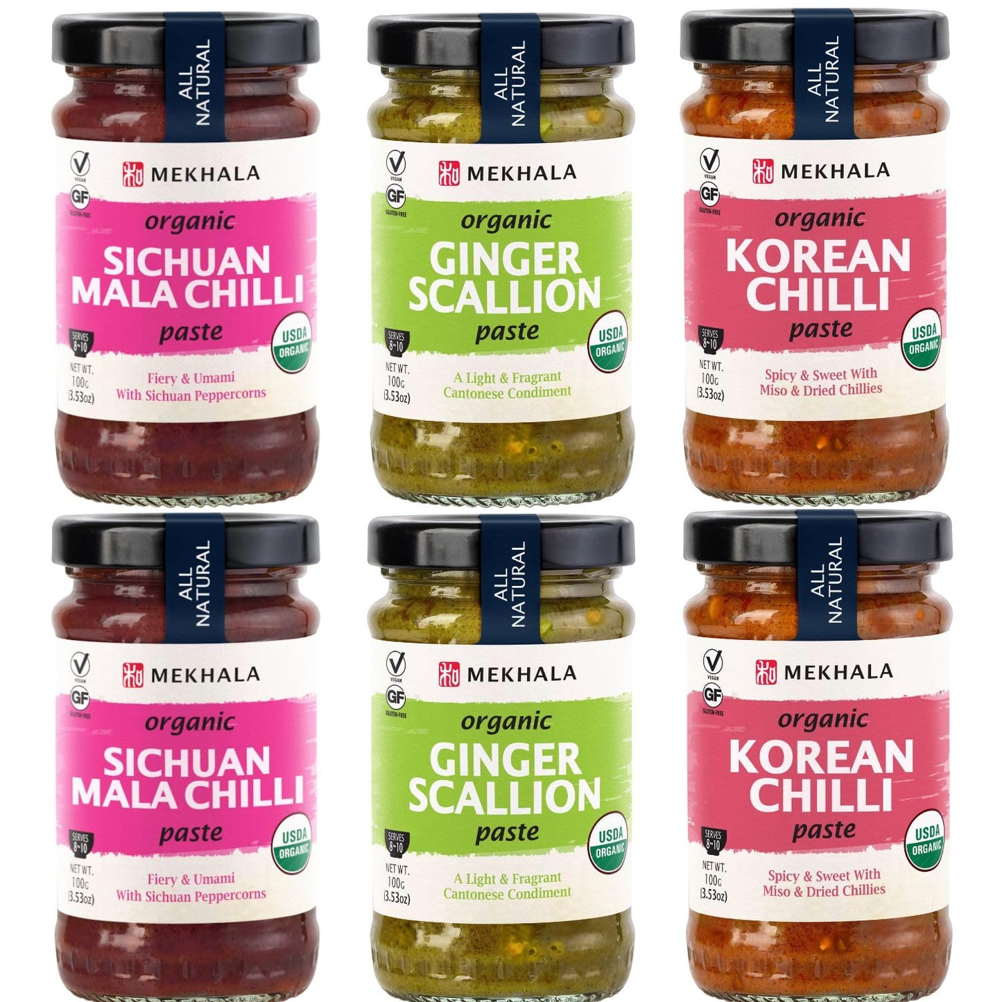 Mekhala Organic East Asian Cooking Pastes 3.53Oz (Value Variety Pack)