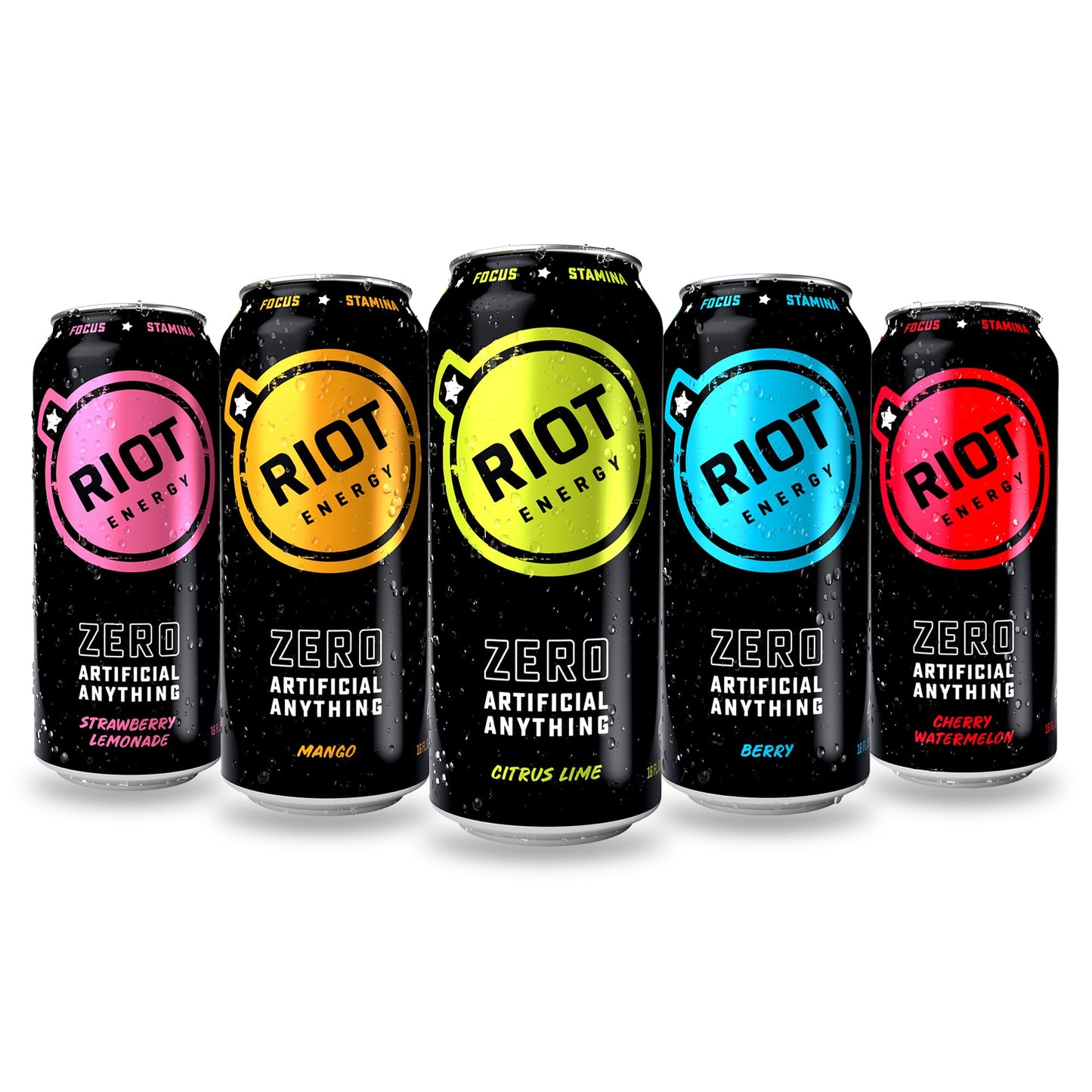 teaRIOT RIOT Clean Energy Drink Variety Pack, Natural Ingredients, 16 Fl Oz, No Sugar Added, Pack of 12