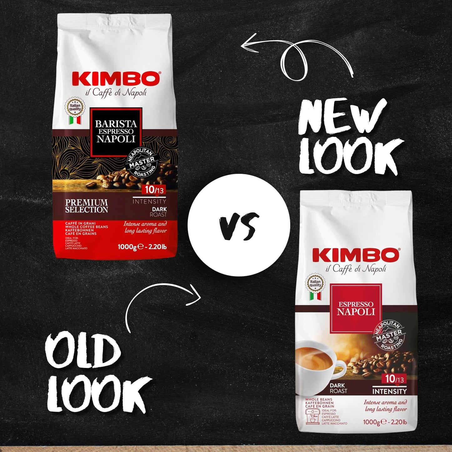 Kimbo Espresso Napoletano Whole Coffee Beans, Dark Roast, 1kg Bag