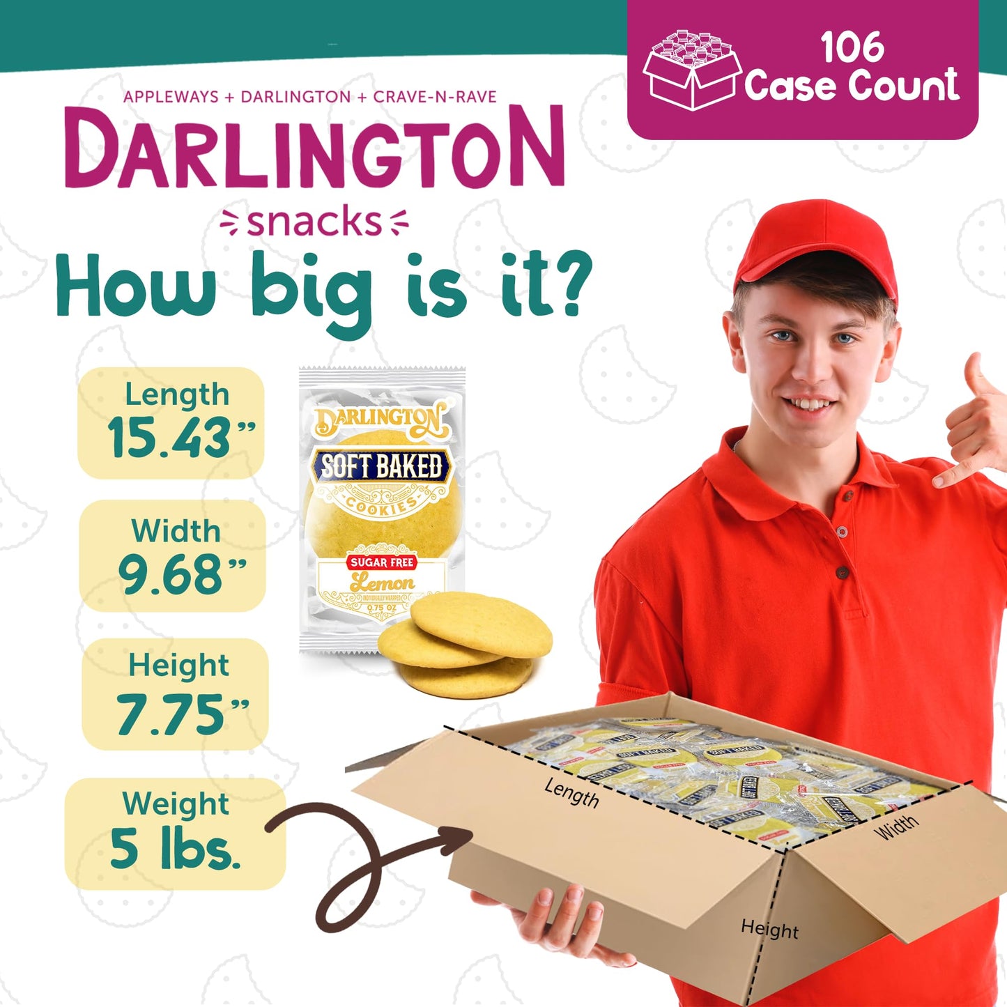 Darlington Snacks Soft Baked Sugar Free Lemon Cookies, Sugar-Free Soft Lemon Cookies, 100% Nut Free Cookies Lemon Dessert, Made