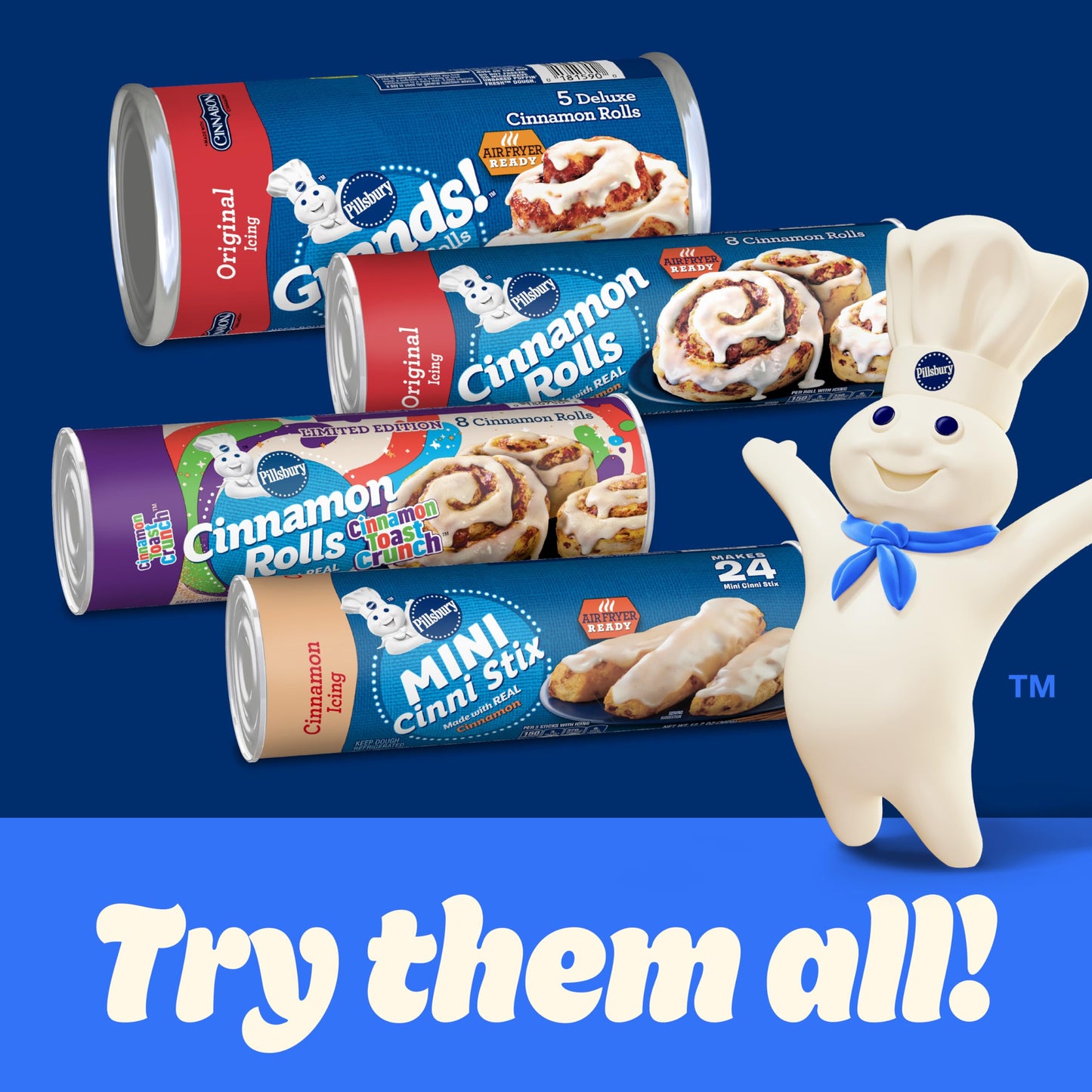 Pillsbury Grands! Cinnamon Rolls with Cinnabon Cinnamon and Original Icing, Refrigerated Canned Pastry Dough, 5 Ct, 17.5 oz
