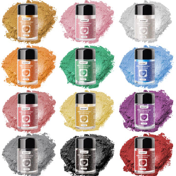 Edible Glitter Set, 12 Colors x 5g Food Grade Shimmer Luster Dust Edible, Food Glitter for Drinks Cake Decorating Cocktails Cook