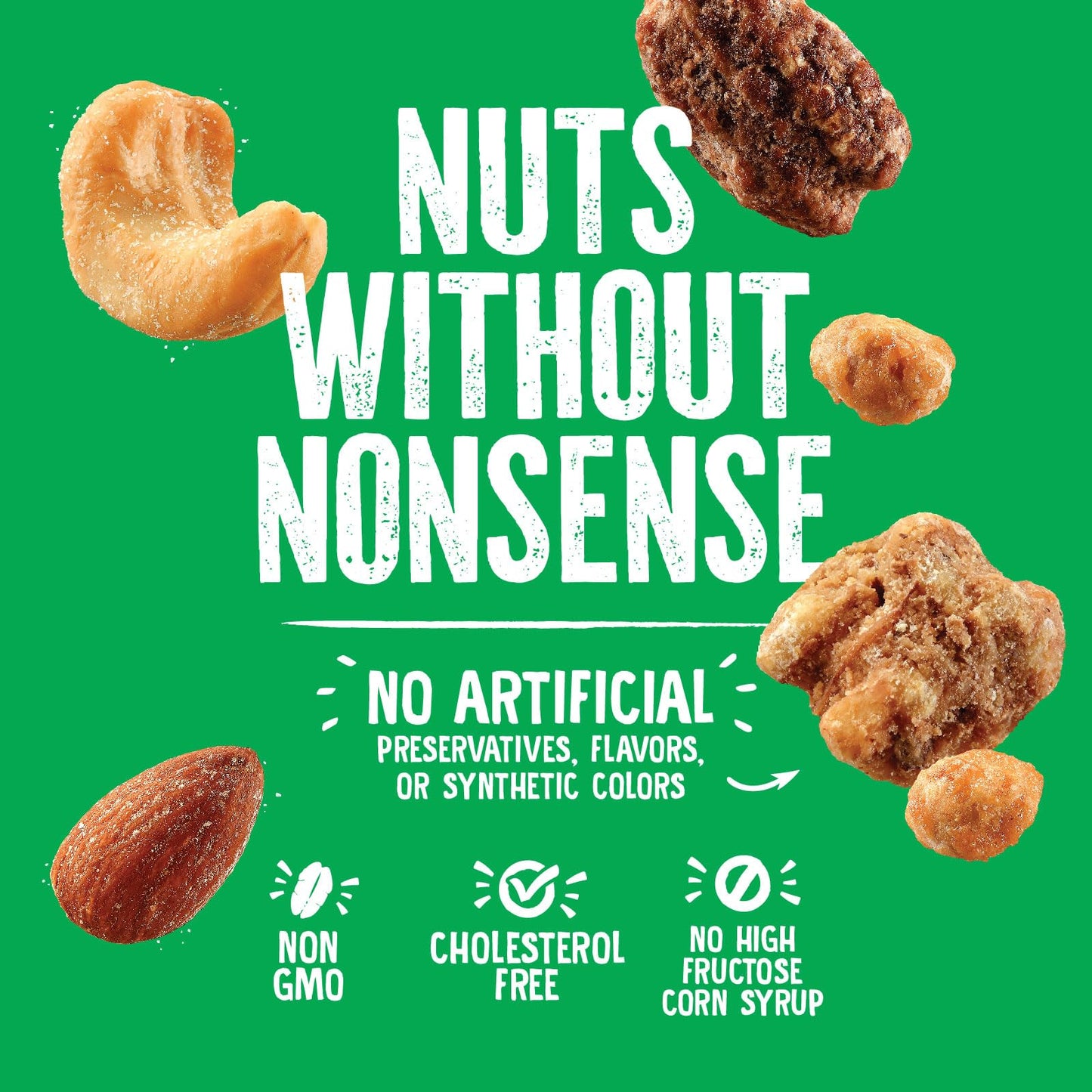 Emerald Salty Sweet Mixed Nuts, Kettle Glazed Peanuts, Almonds, Cashews, Walnuts, Pecans, 5.5oz Resealable Bag, Green