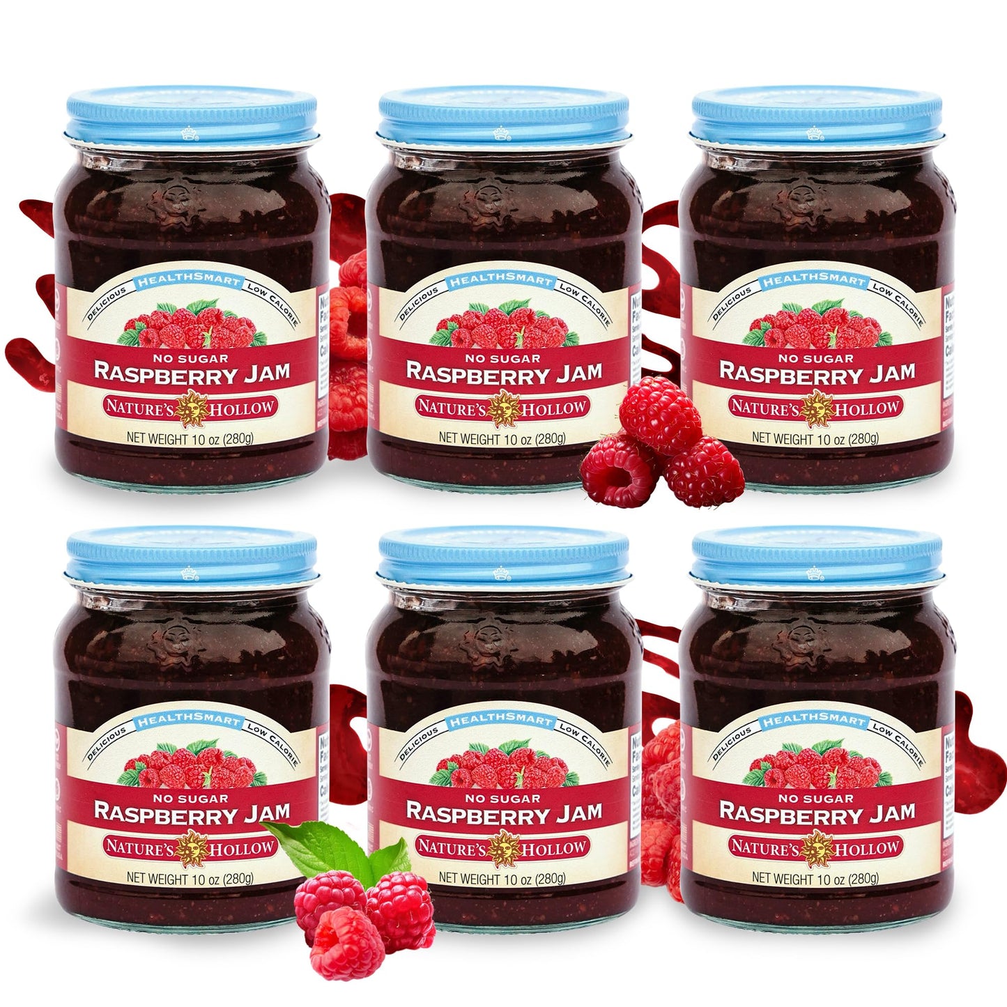 Nature's Hollow Raspberry Jam: Sugar Free Jam and Preserves, Low Cal, Non GMO, Keto Jam, Vegan, Gluten Free, and Diabetic Friend