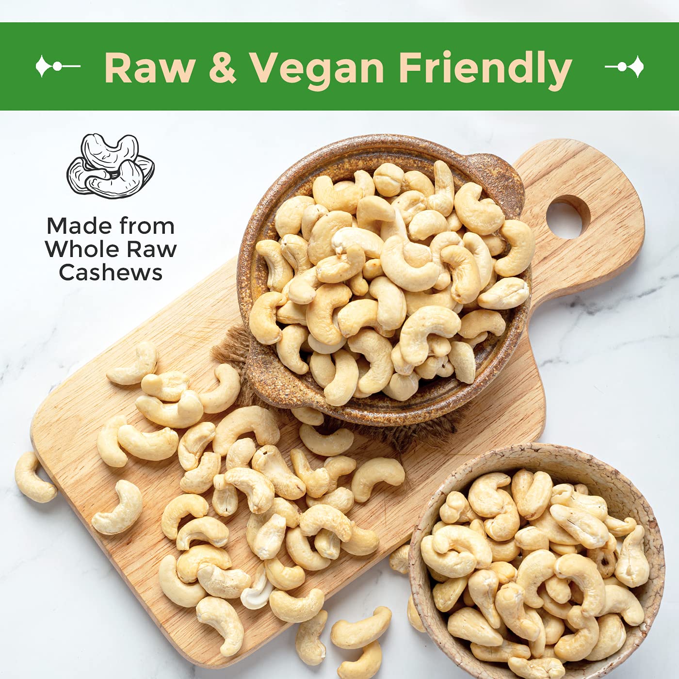 Sincerely Nuts - Raw Cashews Whole and Unsalted | Healthy Snack, Source of Protein | Keto and Paleo Friendly Gourmet Quality Veg