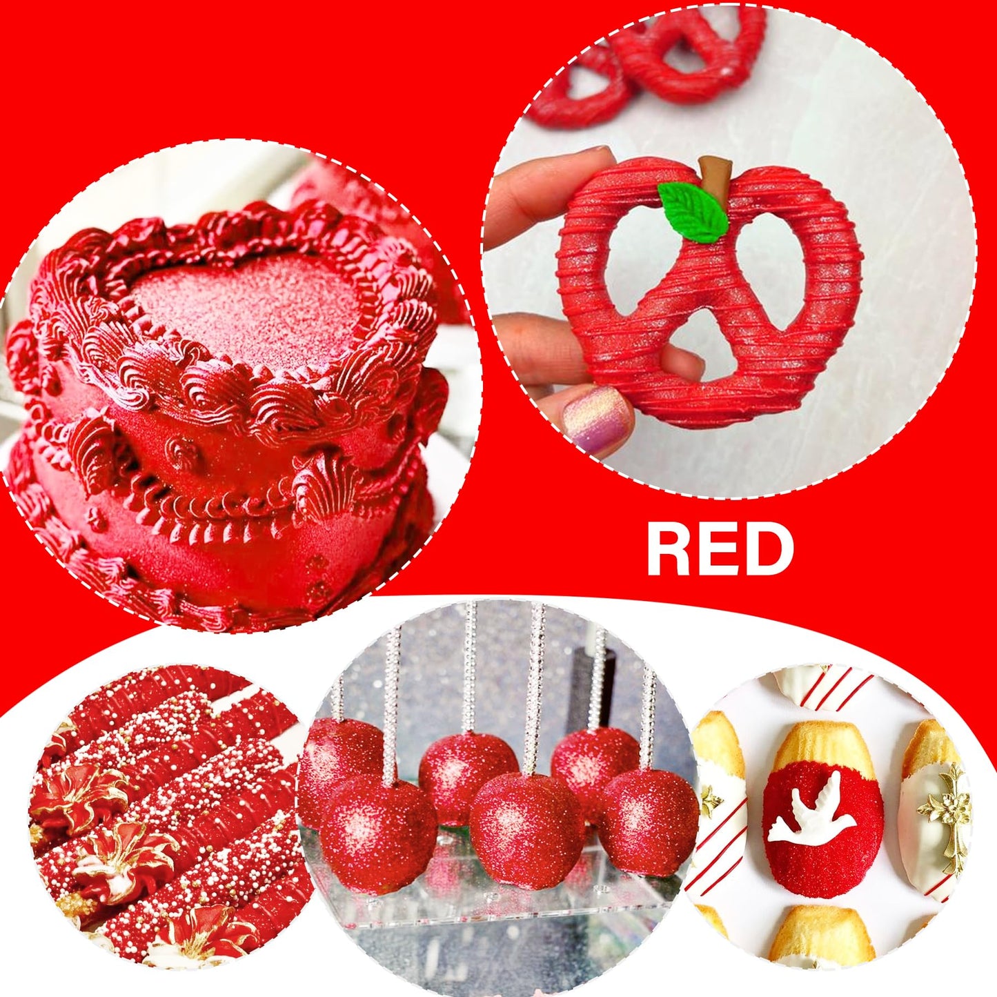 Vividye Edible Glitter Spray - Food Grade Shimmer Dust Powder for Baking - 20g - Red