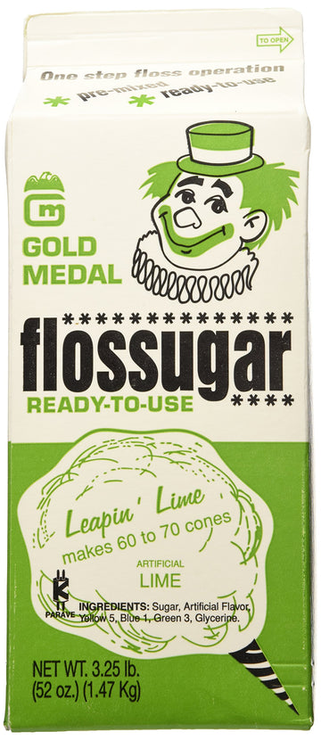 Gold Medal 3204 Lime Flossugar, 3.25 Lb Carton