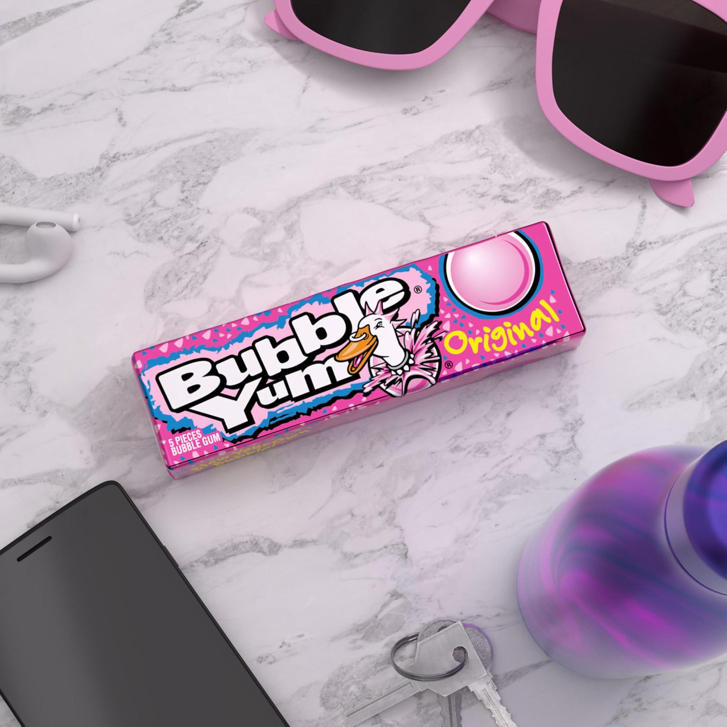 BUBBLE YUM Original Chewy, Bubble Gum Packs, 1.4 oz (18 Count)