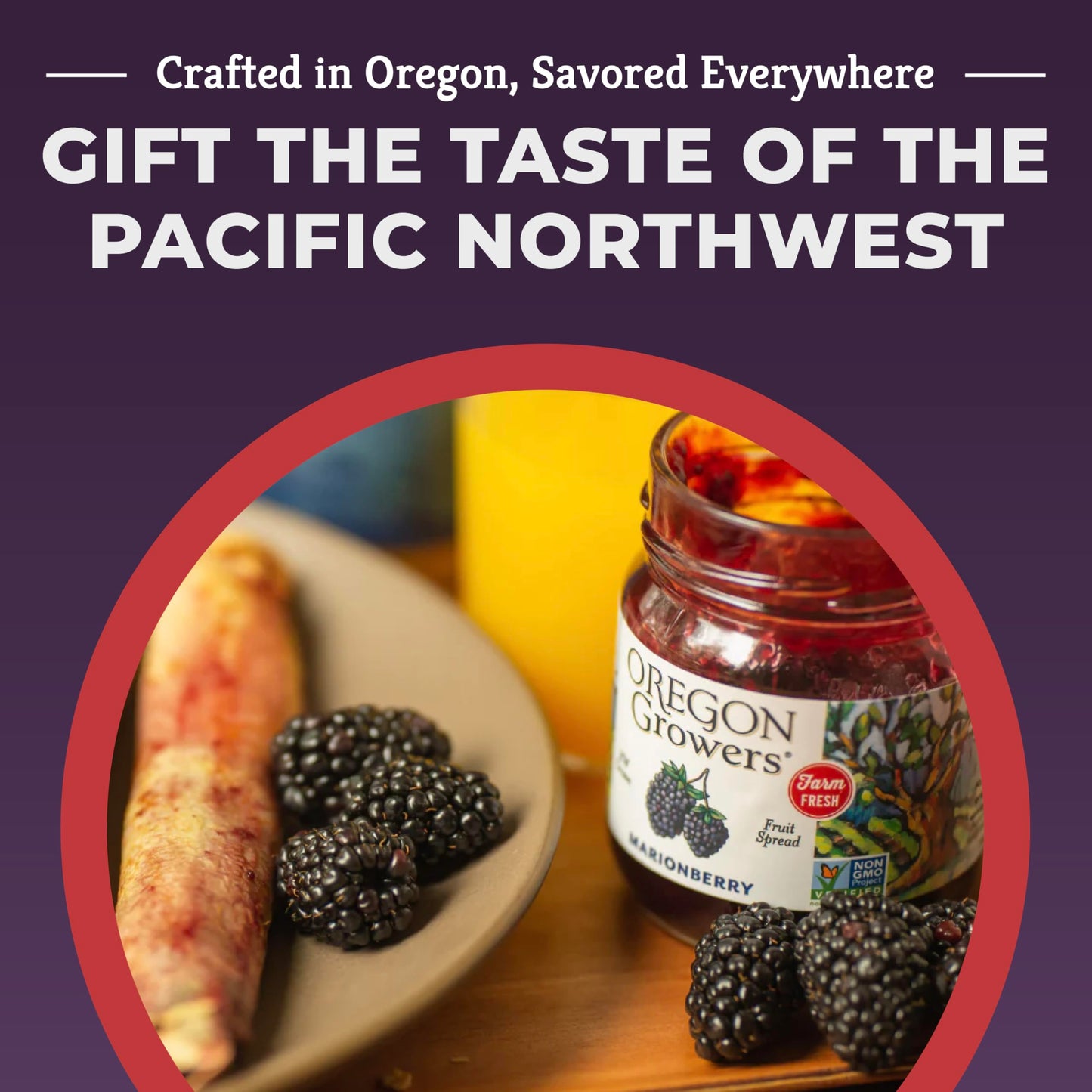 Oregon Growers Marionberry Fruit Spread - Marionberry Jam Made In Oregon, Blackberry Jam, Blackberry Fruit Spread, All Natural Ingredients, Non-Gmo - 12 Oz (Pack Of 6)