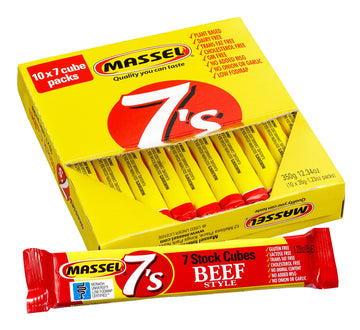 Massel 7'S Stock Cubes Beef Style Bouillon Broth- No Msg, Gluten-Free Soup Base - Bulk Pack (10 X 35G)