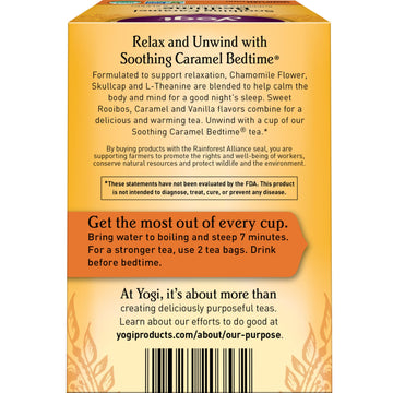 Yogi Tea Soothing Caramel Bedtime Tea - 16 Tea Bags Per Pack (6 Packs) - Calming Sleep Tea - Supports Good Sleep - Includes Cham