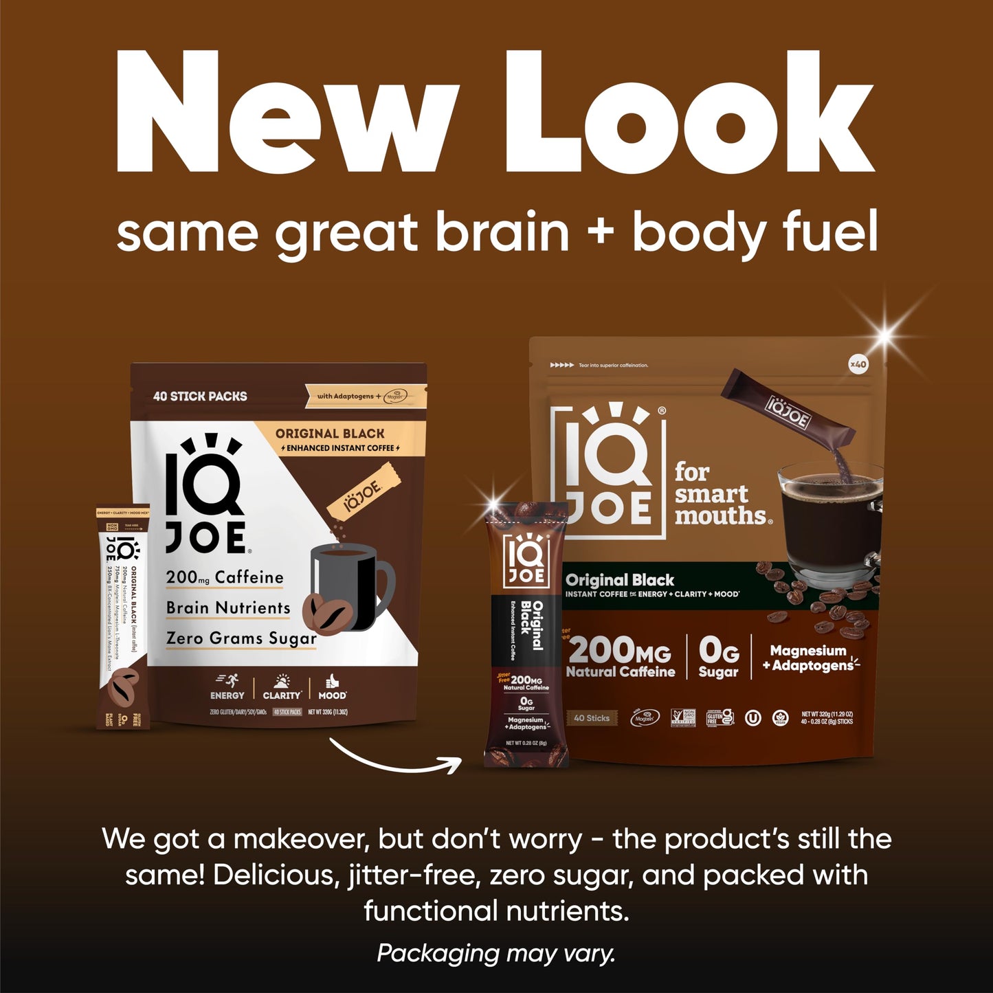 IQBAR Mushroom Coffee Packets - Instant Coffee with Lion’s Mane, Magnesium, Antioxidants - 40 Servings - Sugar Free, Keto, Vegan