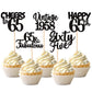 30Pcs Happy 65Th Birthday Cupcake Toppers Glitter Sixty Five Vintage 1958 Cupcake Picks 65 Fabulous Cheers To 65 Years Cake Deco
