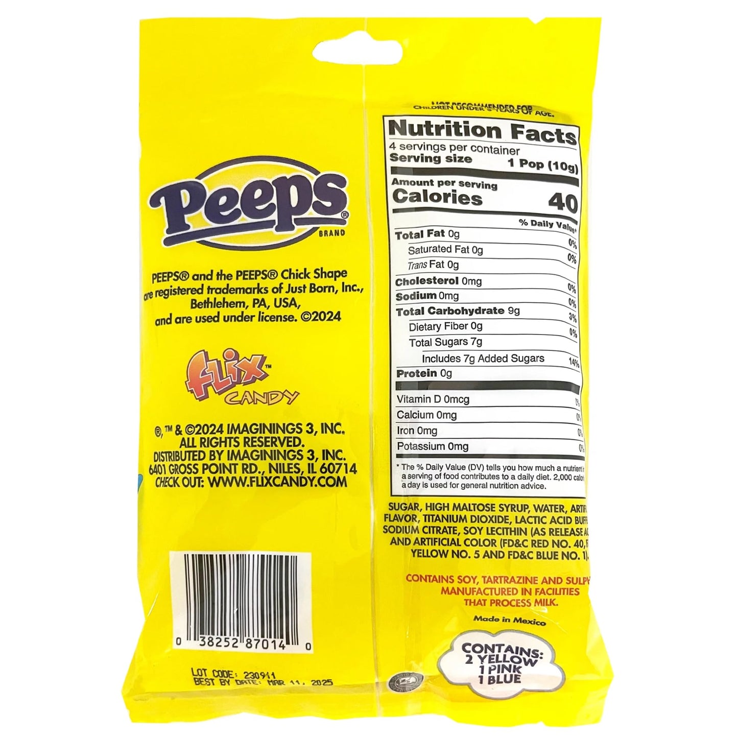 Peeps Lollipop Rings, Multicolored Chick Shaped Suckers, Individually Wrapped Candies (Pack Of 3)