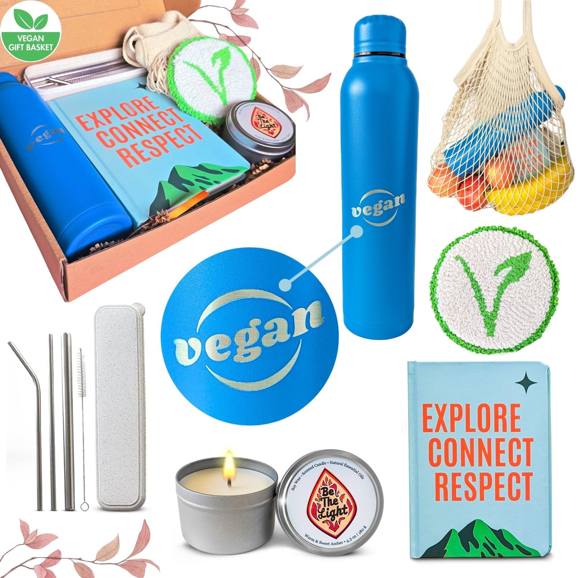 Vegan gift basket with premium vegan gifts for women and men - Gifts for vegans - Plant-Based, Allergy-Friendly, Organic - Cool 