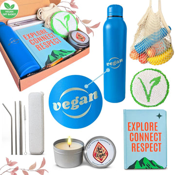 Vegan gift basket with premium vegan gifts for women and men - Gifts for vegans - Plant-Based, Allergy-Friendly, Organic - Cool 