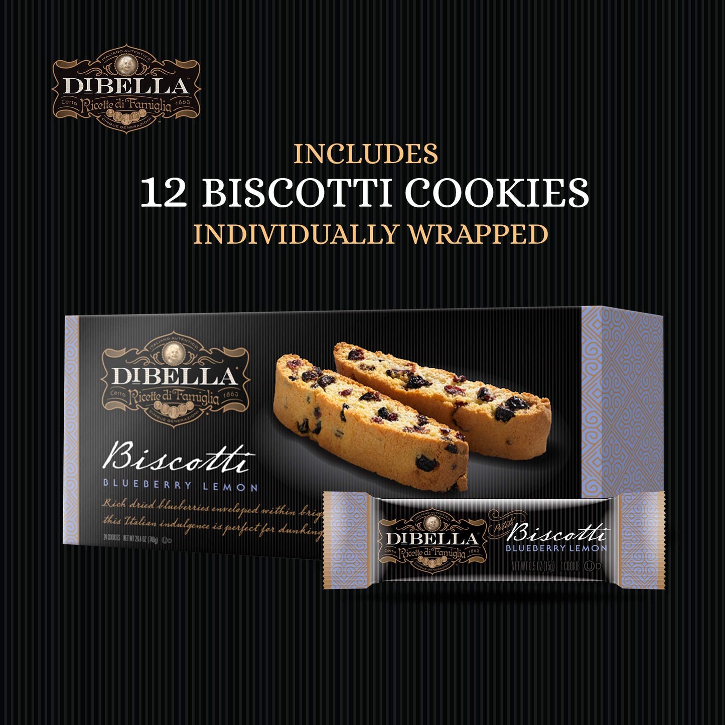 Dibella Artisan Style Italian Biscotti Cookies (Blueberry Lemon)