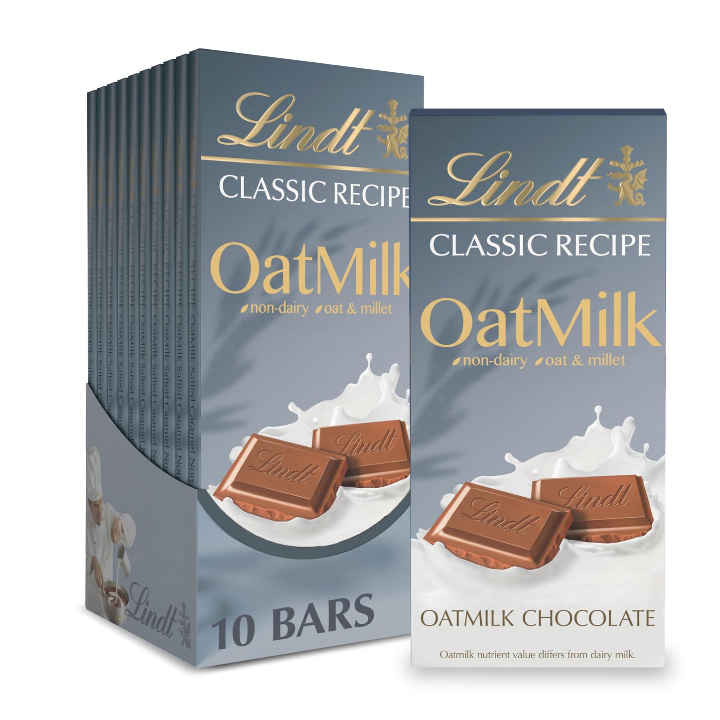 Lindt Classic Recipe Non-Dairy Oatmilk Easter Chocolate Candy Bar, 10 Pack, 3.5 Oz.