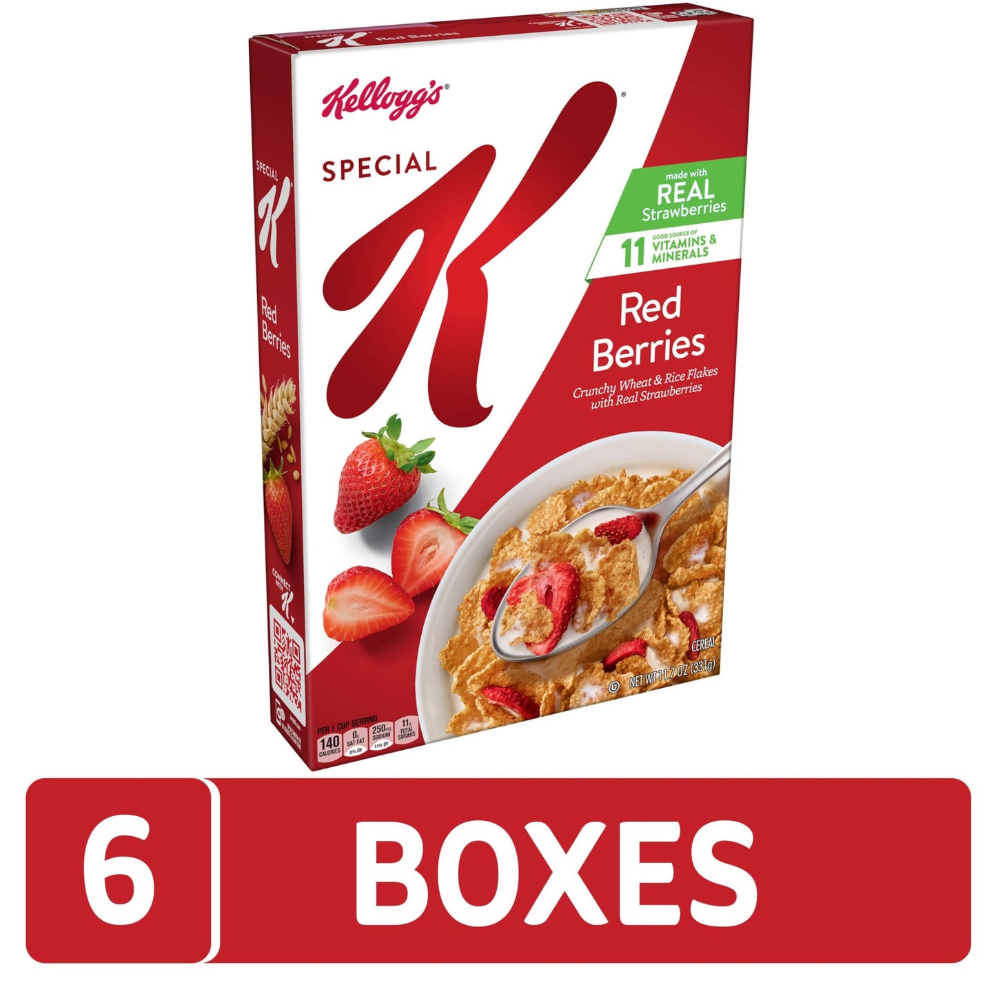 Kelloggs Special K Breakfast Cereal, 11 Vitamins And Minerals, Made With Real Strawberries, Red Berries, 4.4Lb Case (6 Boxes)