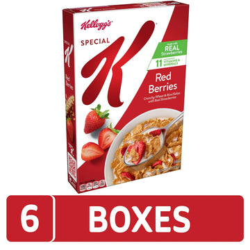 Kelloggs Special K Breakfast Cereal, 11 Vitamins And Minerals, Made With Real Strawberries, Red Berries, 4.4Lb Case (6 Boxes)