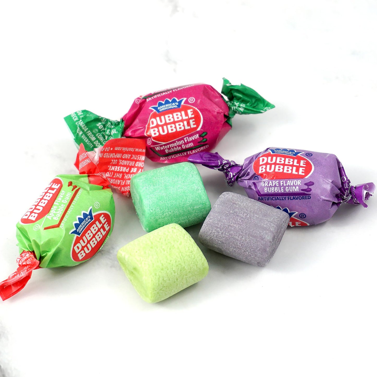 The Hampton Popcorn Company Double Assorted Fruit Flavored Bubble Gum - 1 Pound Bulk Bag - Individually Wrapped - Approx. 70 Pieces