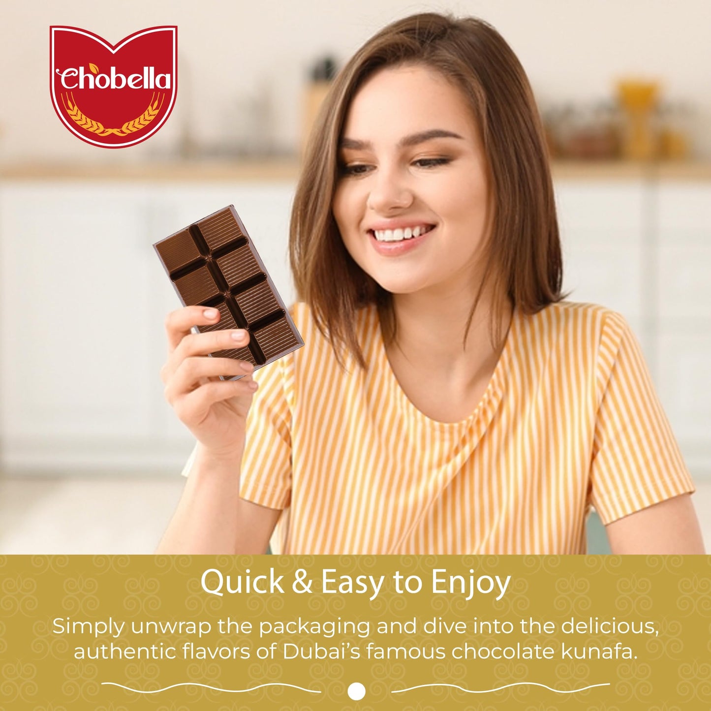 Chobella Dubai Chocolate Bar Pistachio 2 Pack, Enhanced Pistachio Dubai Chocolate Bar With Shredded Phyllo Dough, Viral Knafeh Candy With Kataifi, Gift Box (Total 14 Oz - 400 G)