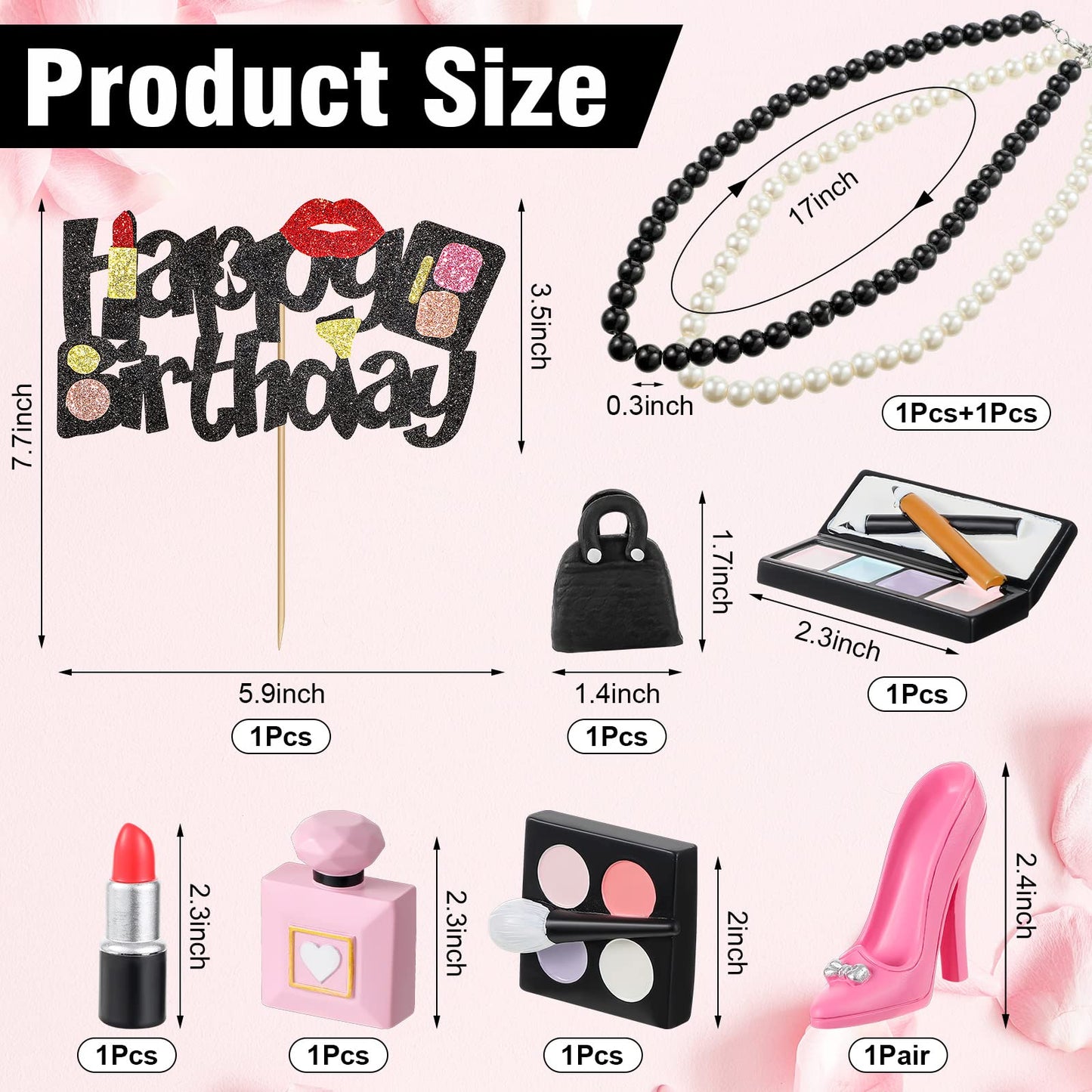 Chunful 10 Pcs Makeup Cake Topper Set, Resin Birthday Decorations, Pastel Color, Bridal Shower & Spa Theme Party Supplies