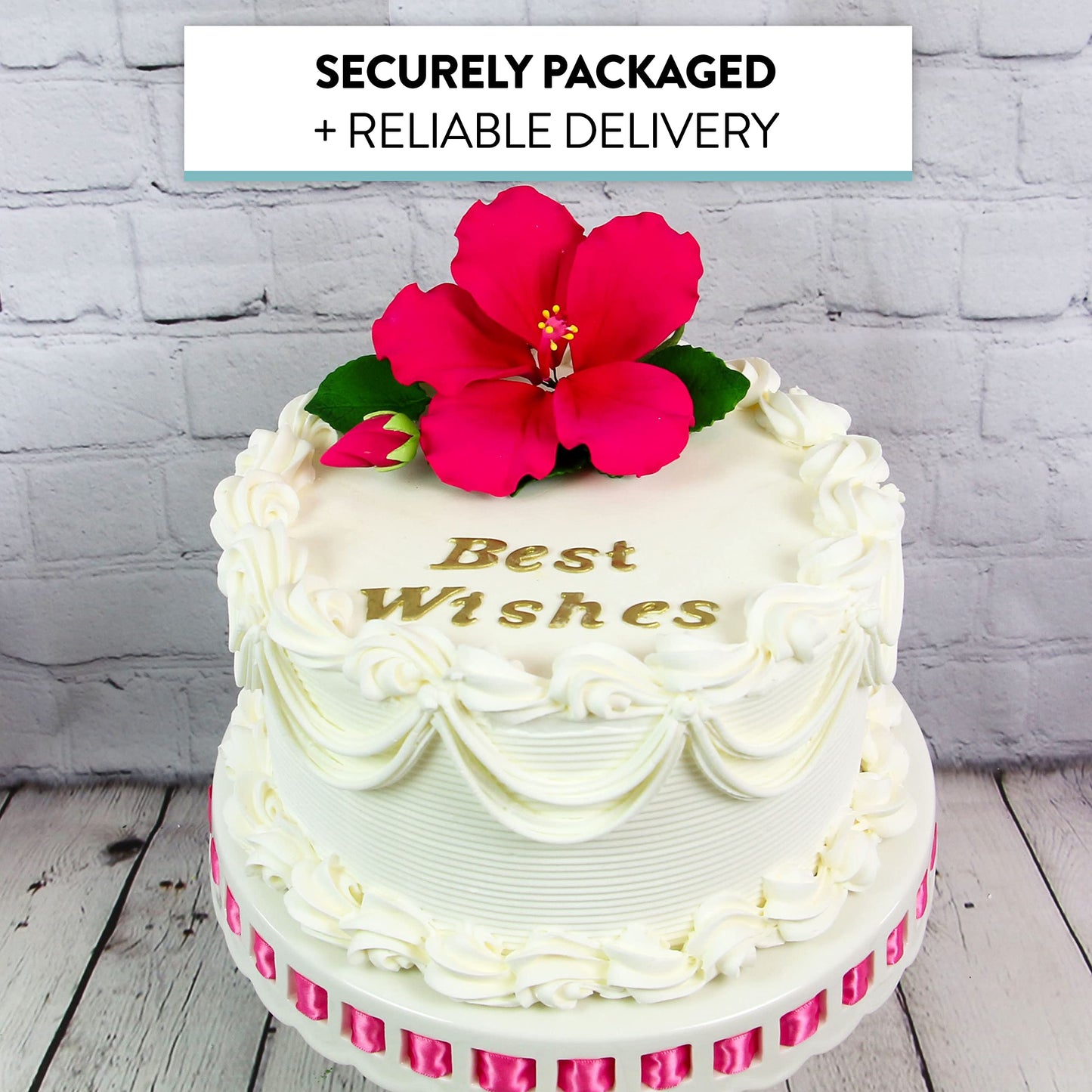 Global Sugar Art Hibiscus Sugar Cake Flowers Spray, Hot Pink Hawaiian Cake Flower Large, 1 Count By Chef Alan Tetreault