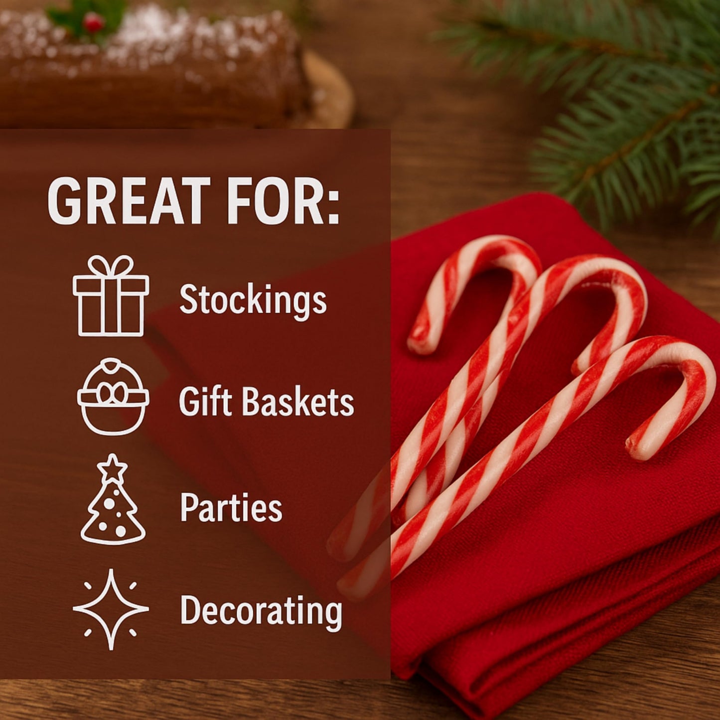 Holiday Candy Canes 4 Pack (48 Count) Traditional Red & White, for Festive Family Enjoyment - Kosher Bulk Treats Individually Wr