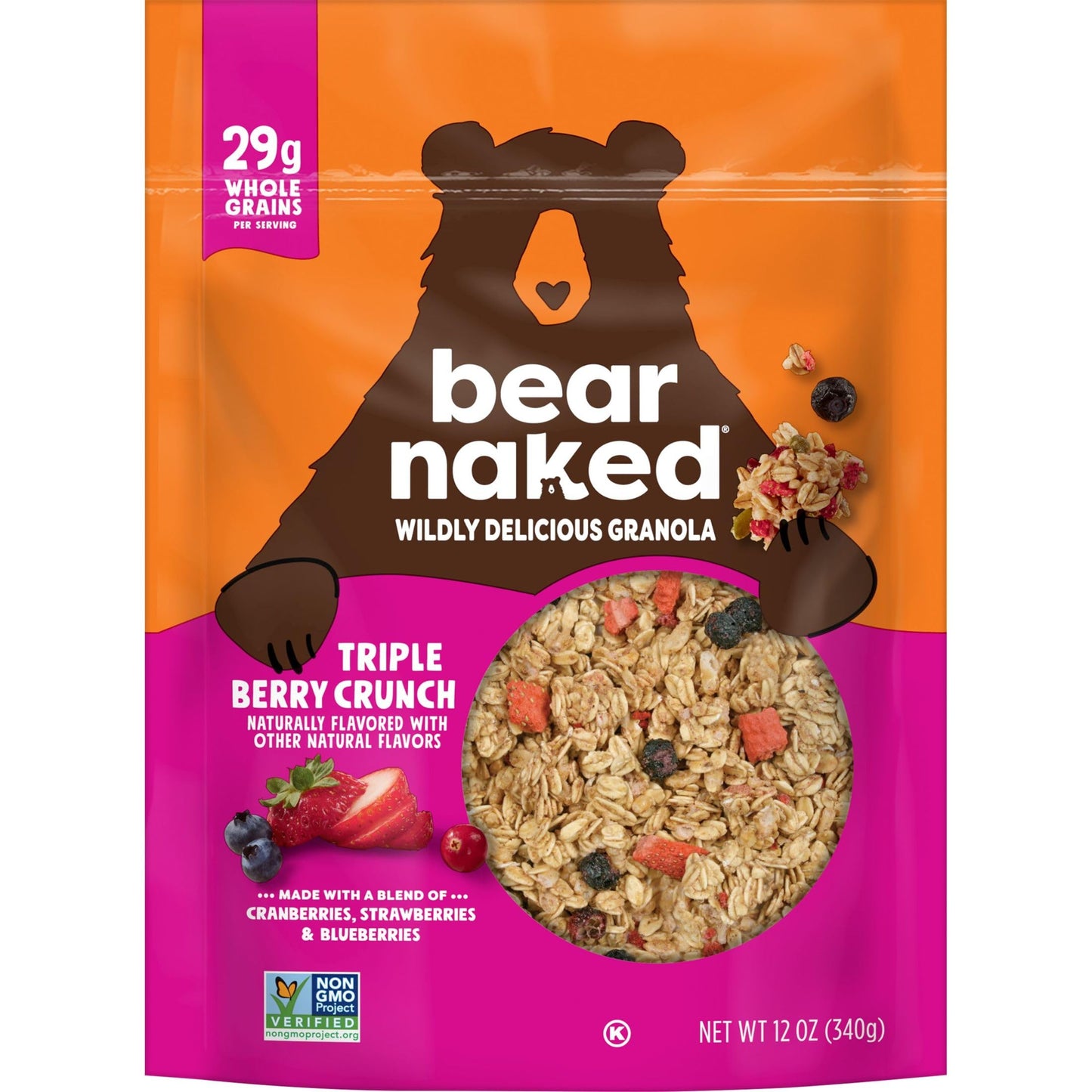 Bear Naked Triple Berry Fit Granola - Non-GMO, Kosher, Vegan - 12 Oz