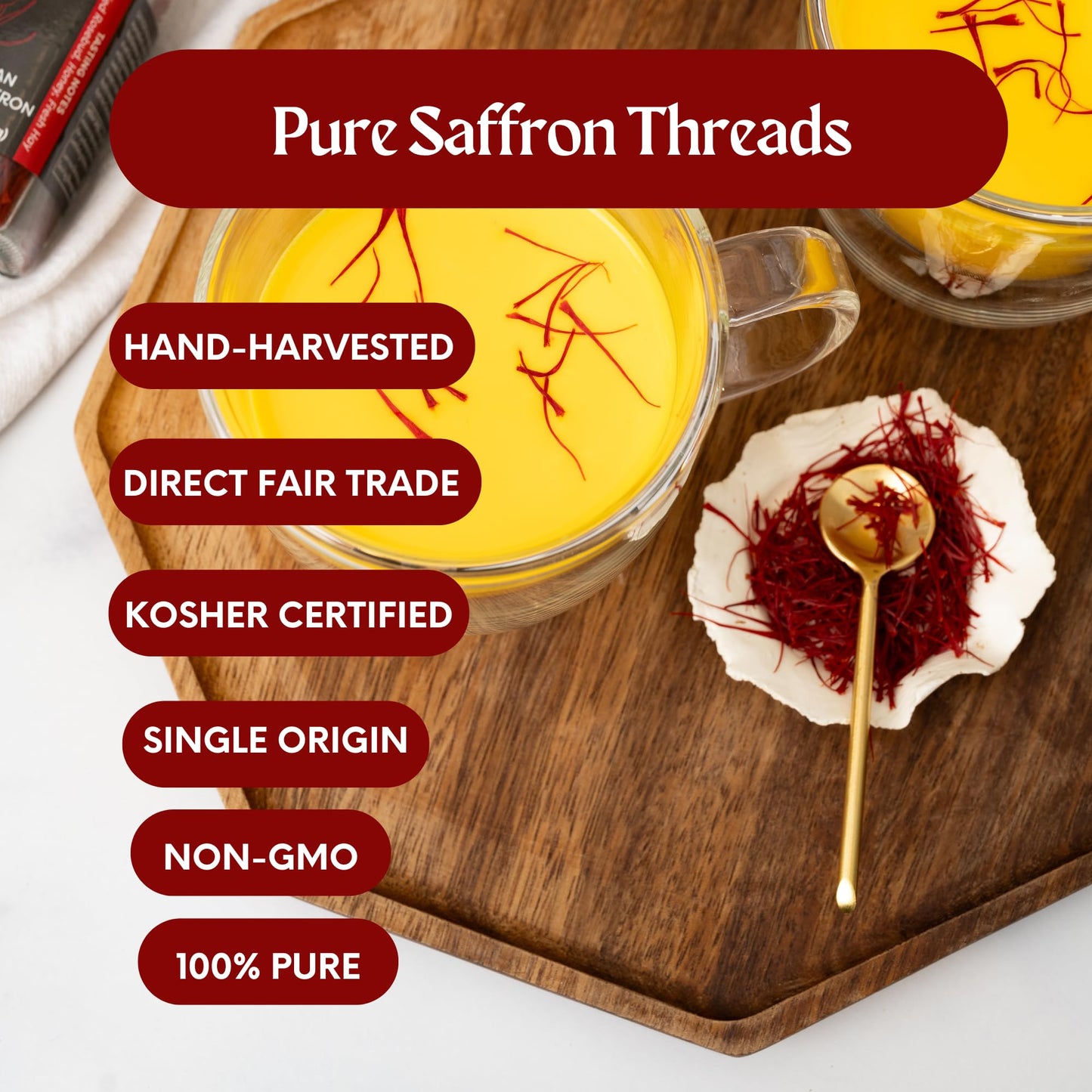 EnSaffron Organic Saffron Threads - 4g Premium Grade A+ Non-GMO, Sunlight Processed, Ideal for Tea, Paella, Rice, Desserts, Risotto