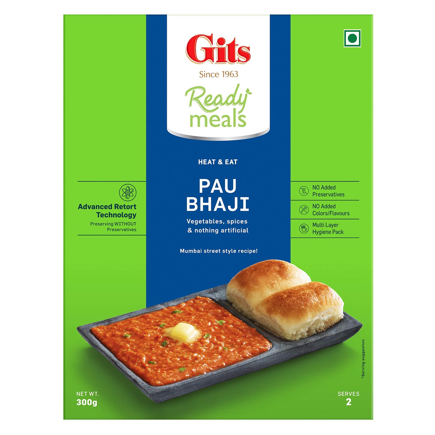 Gits Ready To Eat Pav Bhaji, Pure Veg, Heat And Eat, Microwaveable, 900G (Pack Of 3, 300Gm Each)