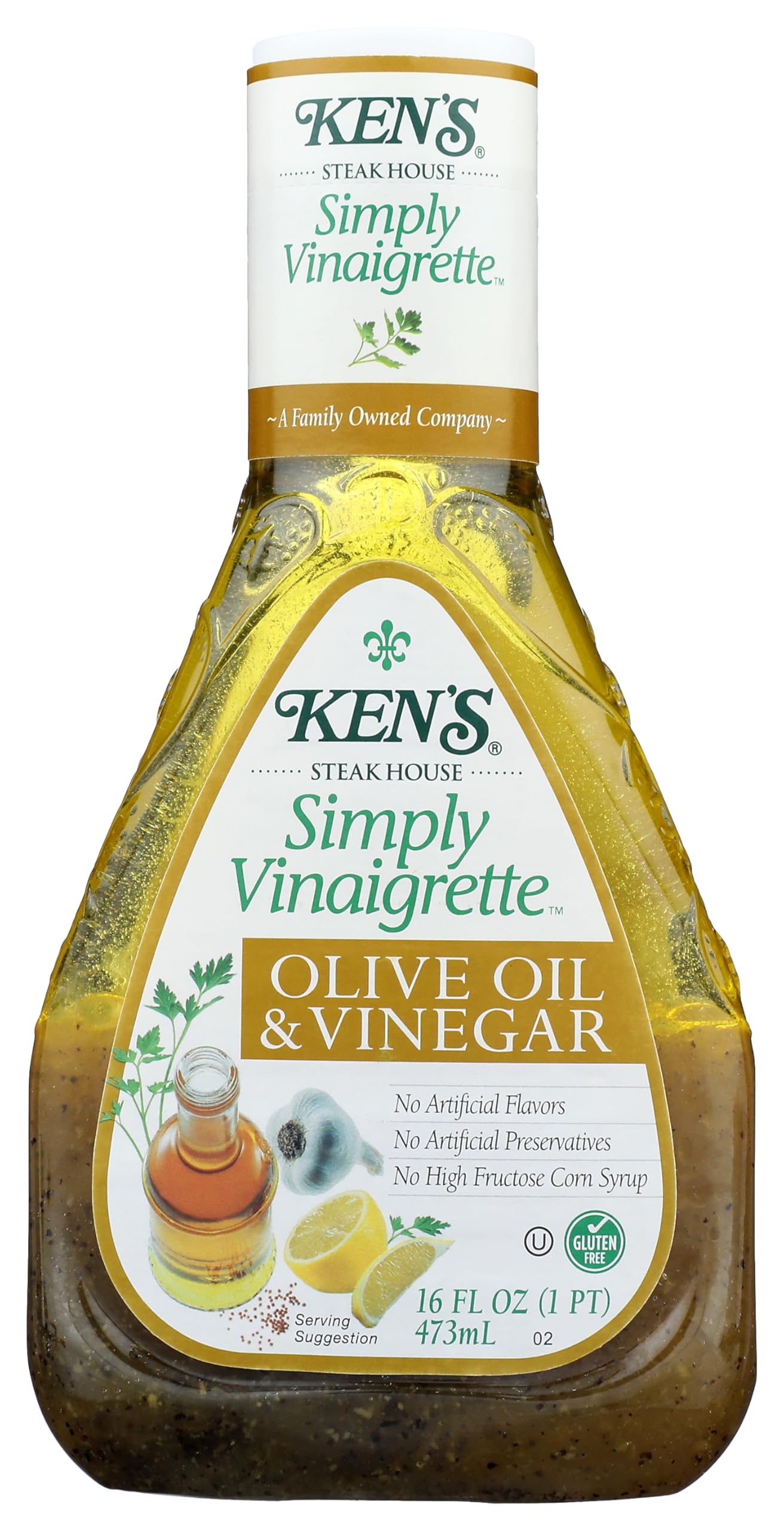 KENS STEAK HOUSE SIMPLY VINAIGRETTE OLIVE OIL & VINEGAR SALAD DRESSING PLASTIC BOTTLE 16 OZ