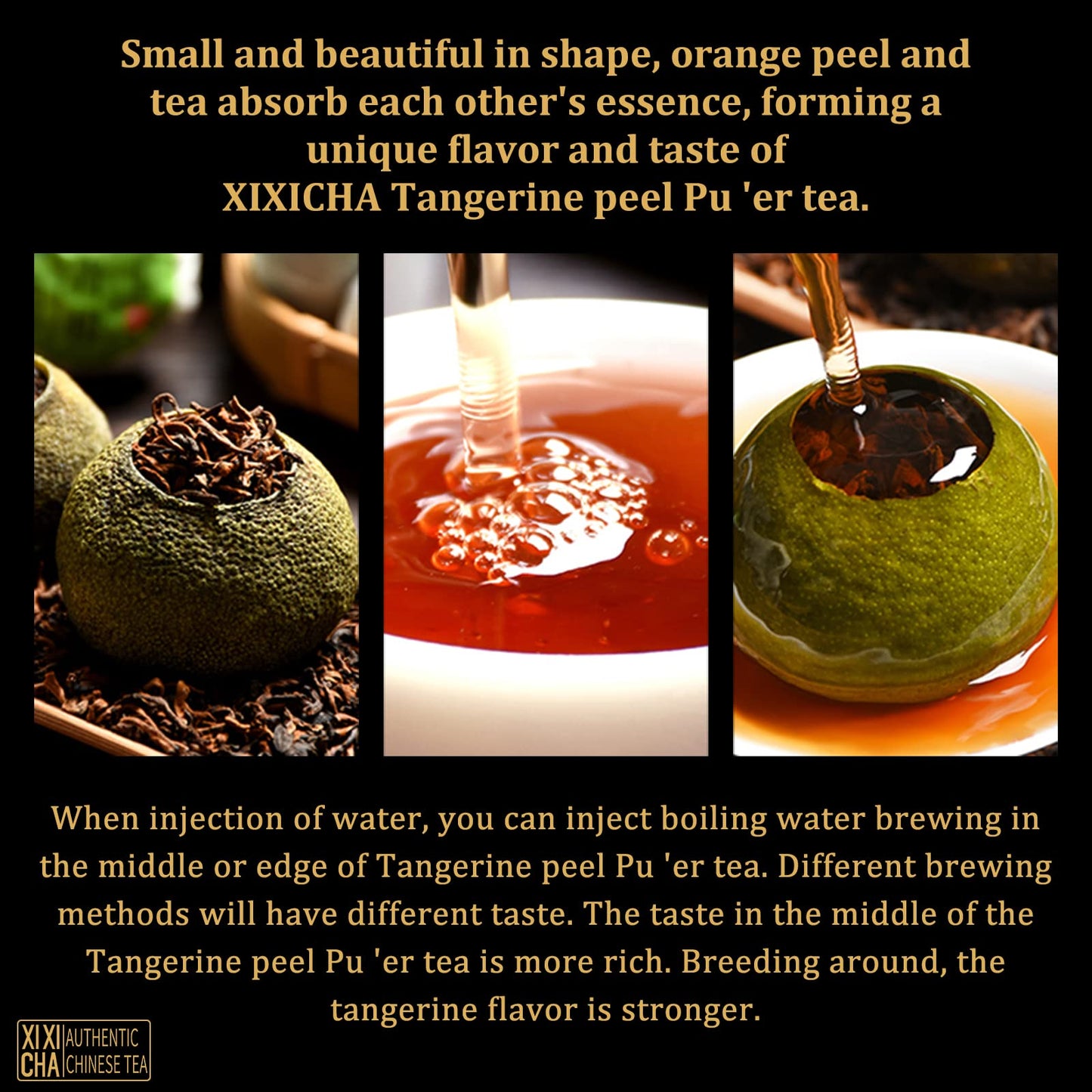 Xixicha Puerh Tea Premium Tangerine Peel Pu-Erh Tea 5.64Oz(160G) Xiao Qing Gan Xinhui Chenpi Pu'Er Citrus Yunnan Puerh Green Ora